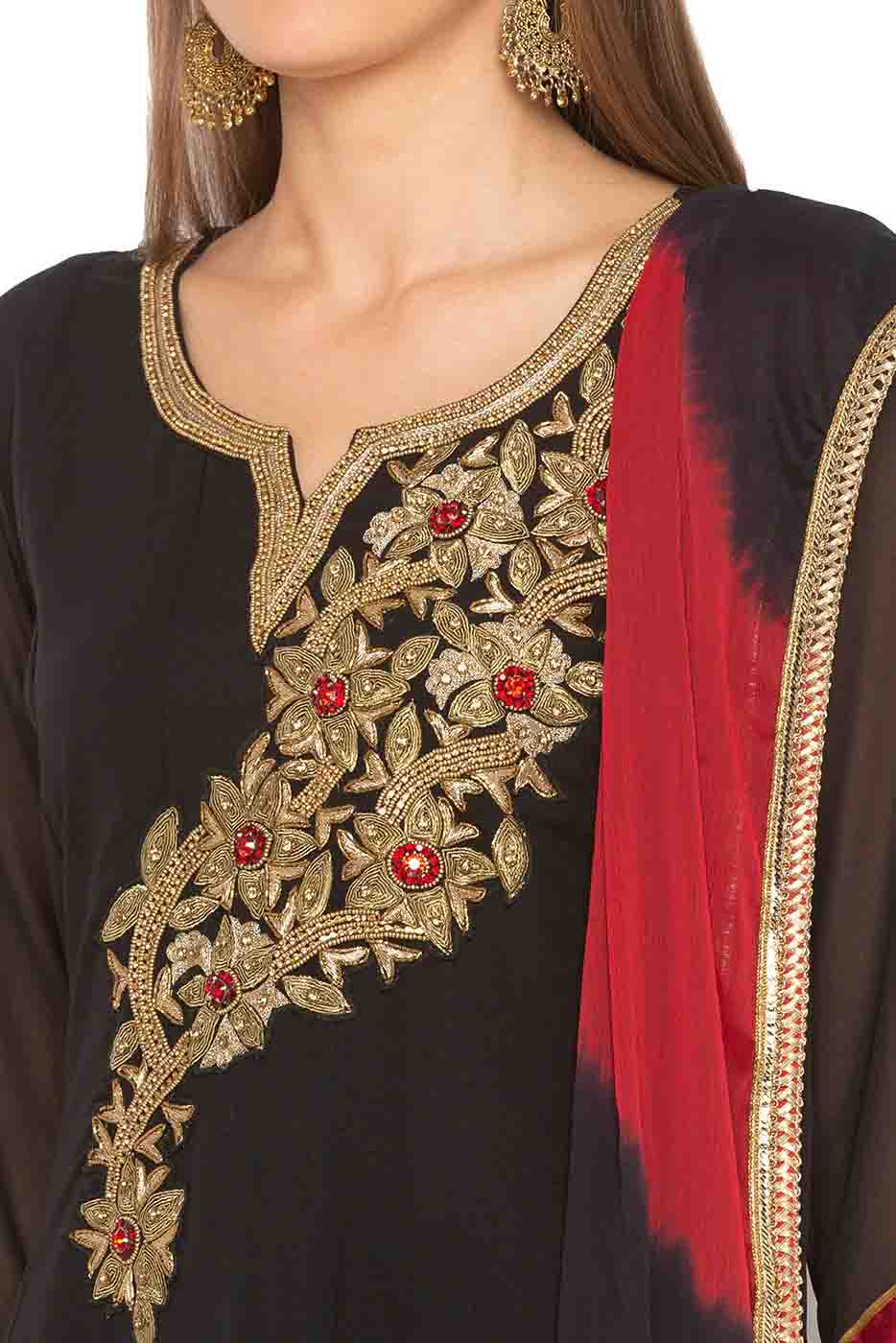 Black Colour Plus Size Georgette Embroidery Palazzo Pant Suit VSSS1070226