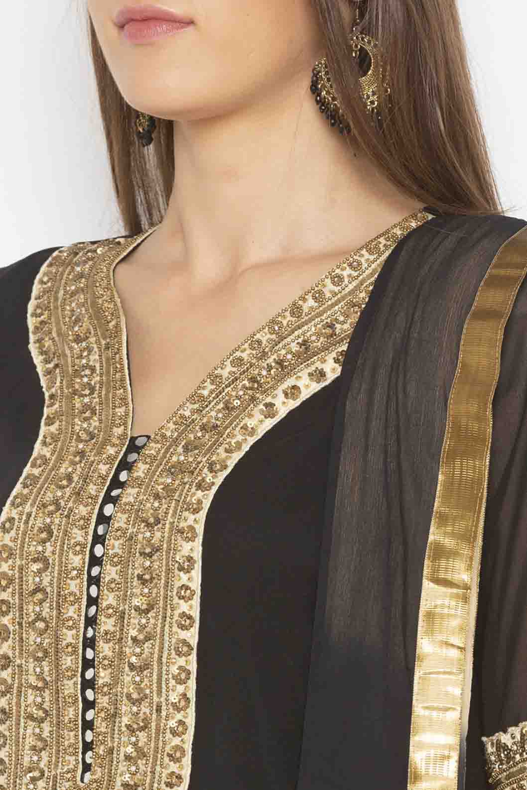 Black Colour Plus Size Georgette Embroidery Palazzo Pant Suit VSSS1070340