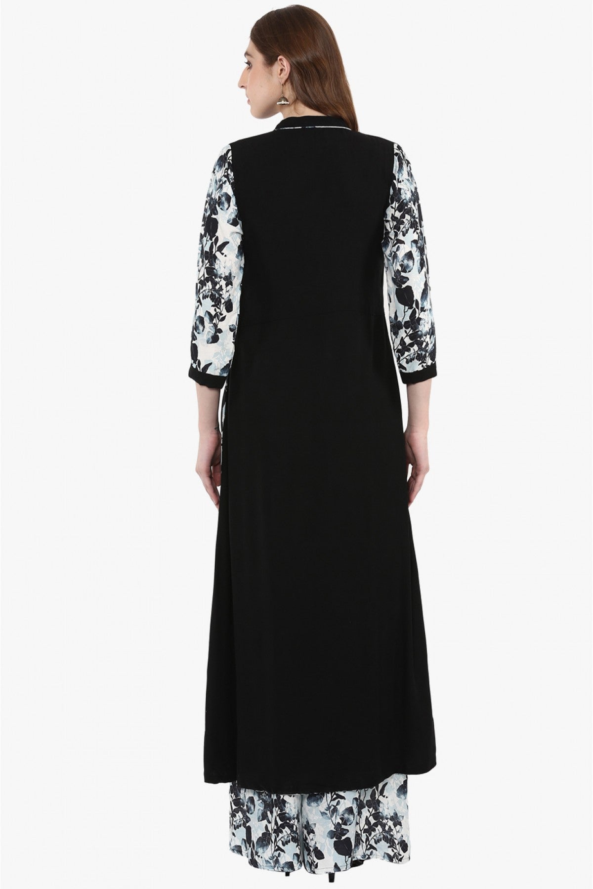 Black Colour Plus Size Rayon A-Line Kurta With Palazzo VSKR1060010