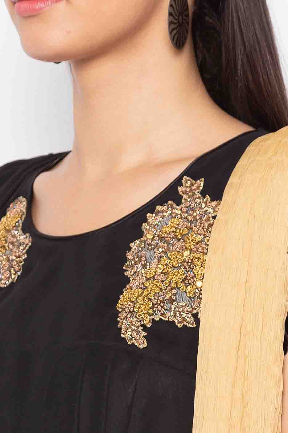 Black Colour Plus Size Stitched Georgette Embroidery Palazzo Pant Suit VSSS1070253