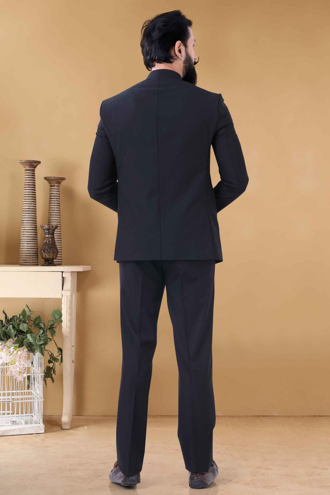 Black Colour Rayon Jodhpuri Suit VSSH1130016