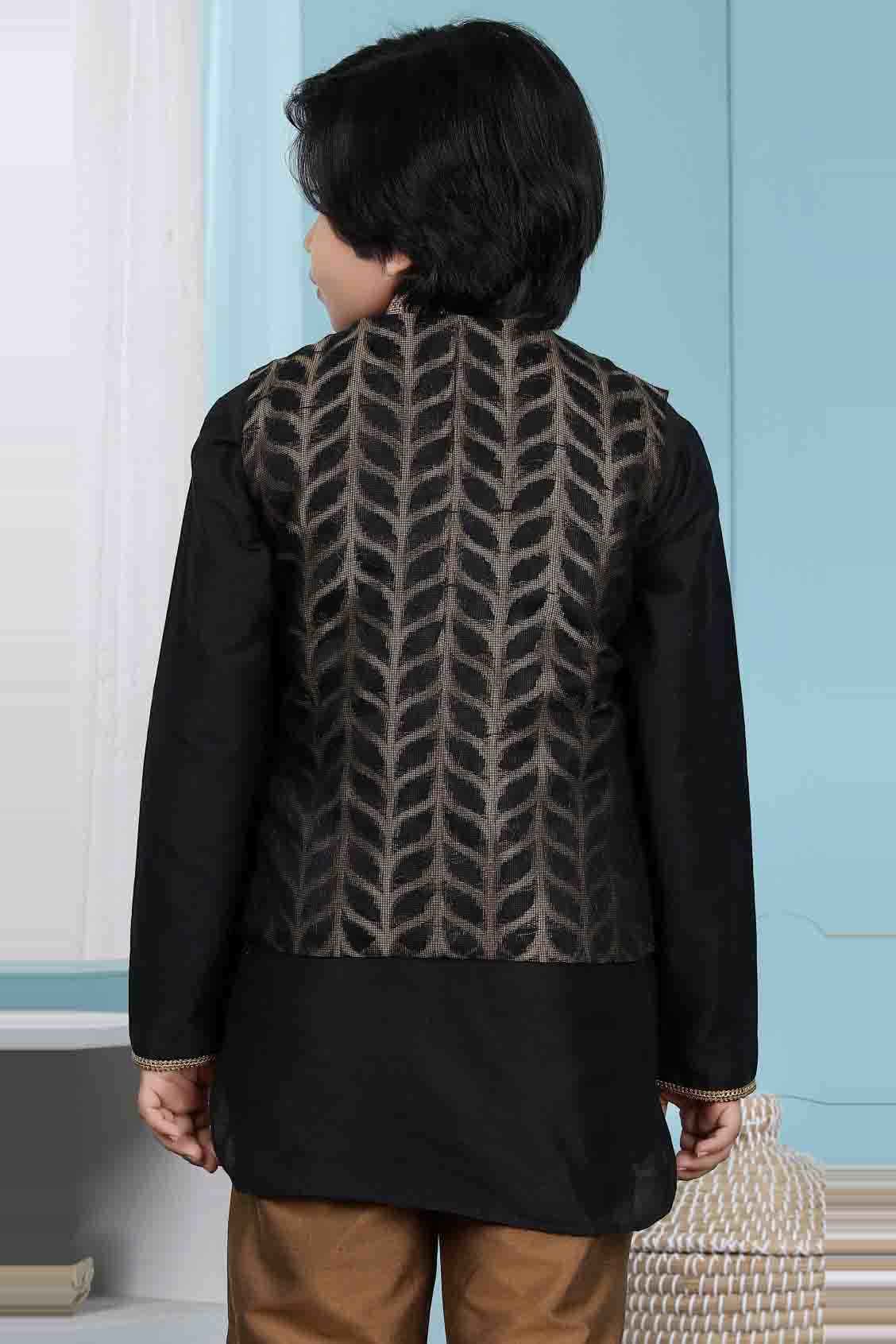 Black Colour Silk Jacket VSBW1070134
