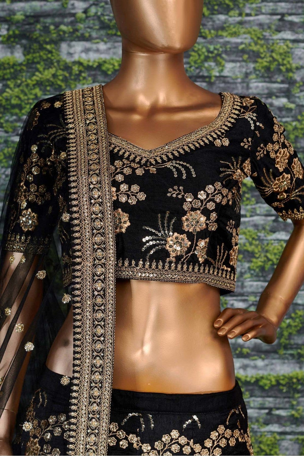 Black Colour Thai Silk Lehenga Choli VSLC1010057
