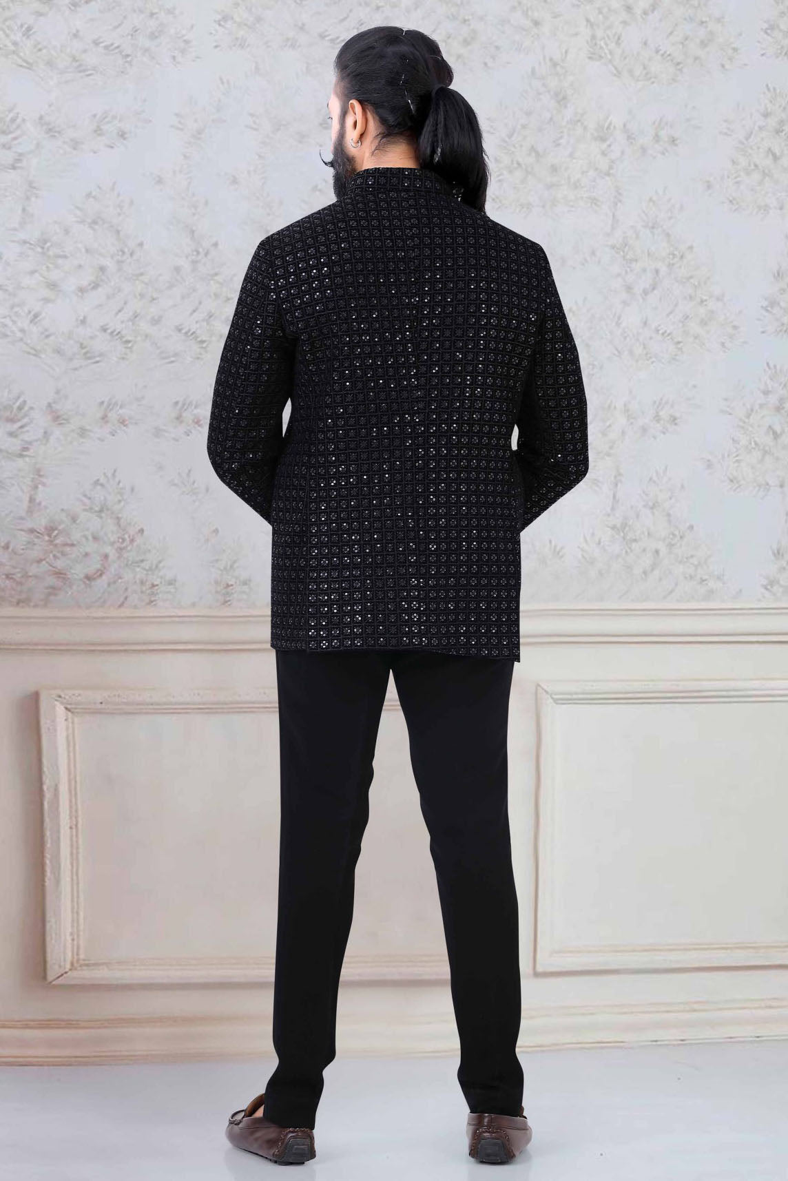 Black Colour Velvet Jodhpuri Suit VSSH1130037