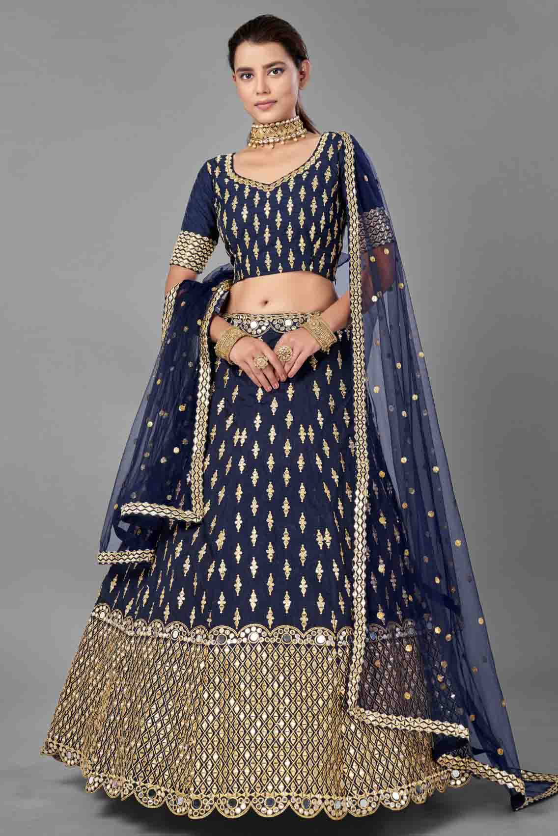Blue Colour Art Silk Embroidery Lehenga Choli VSLC1080541