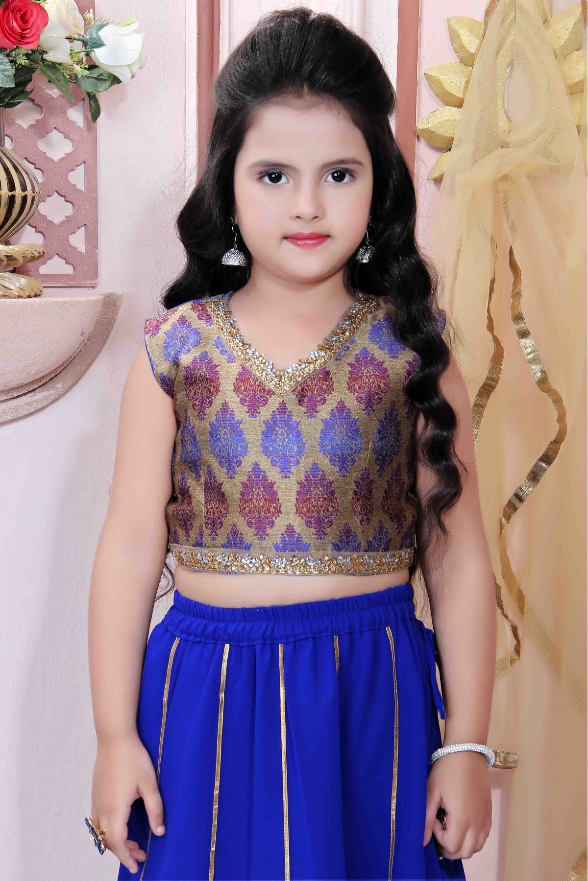 Blue Colour Faux Georgette Party Wear Lehenga Choli VSGW1070009