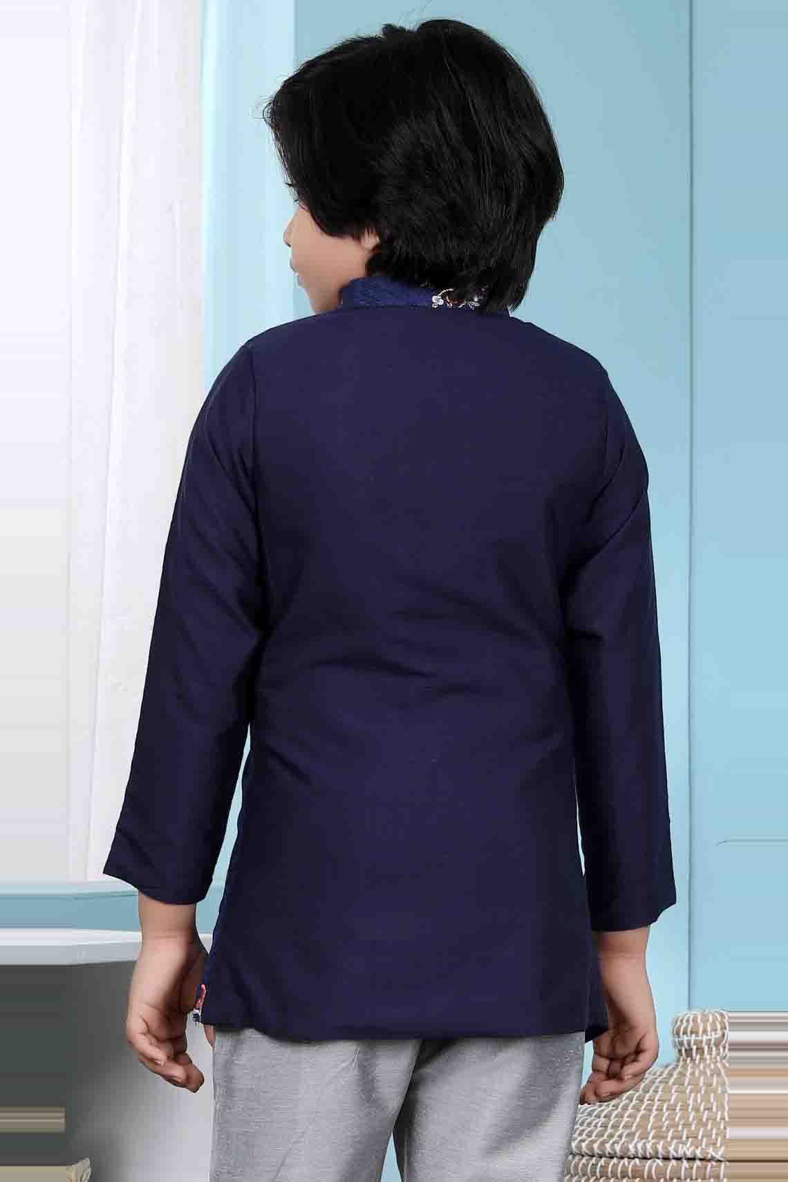 Blue Colour Jacquard Jacket VSBW1070137