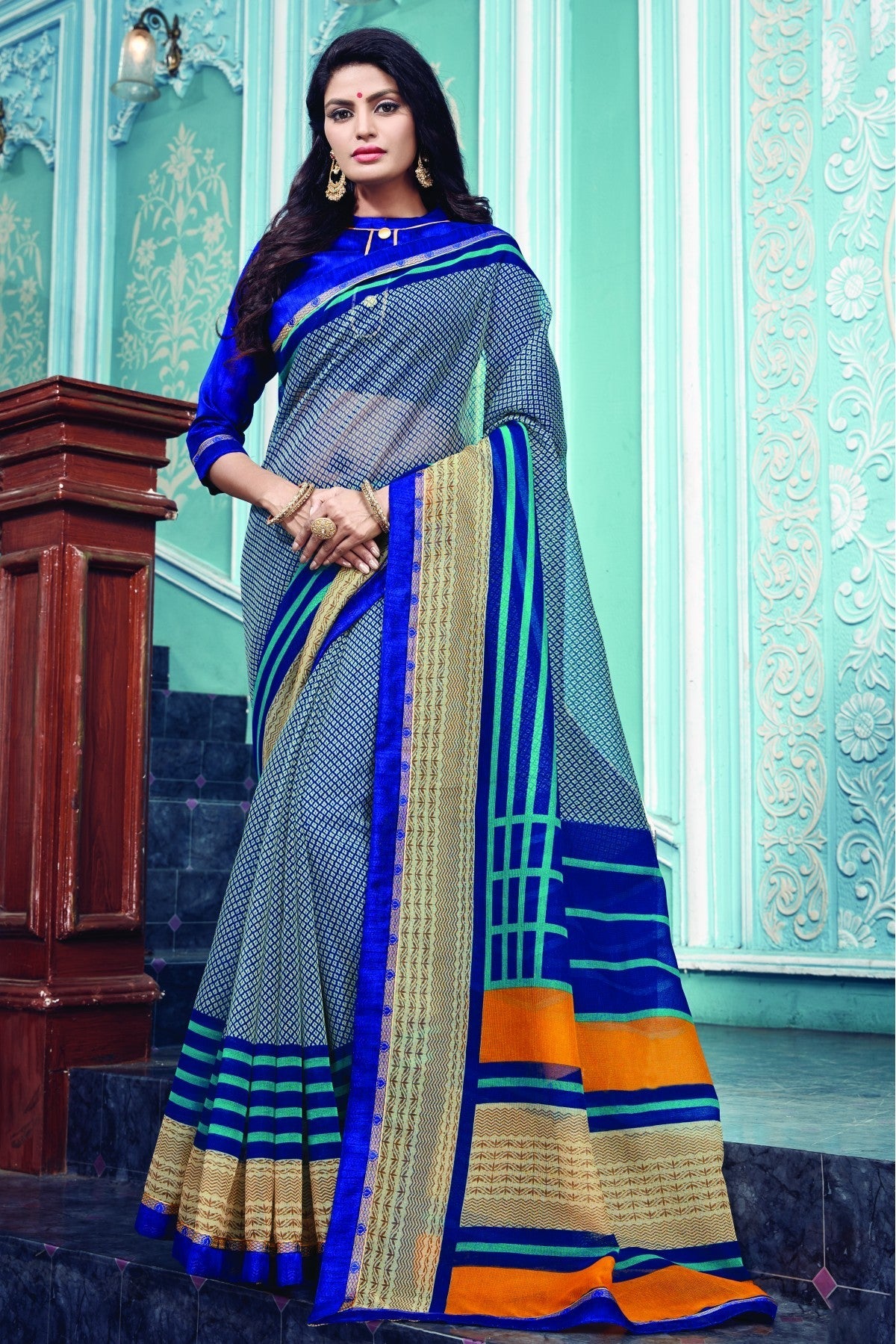 Blue Colour Kota Printed Saree VSSD1100762