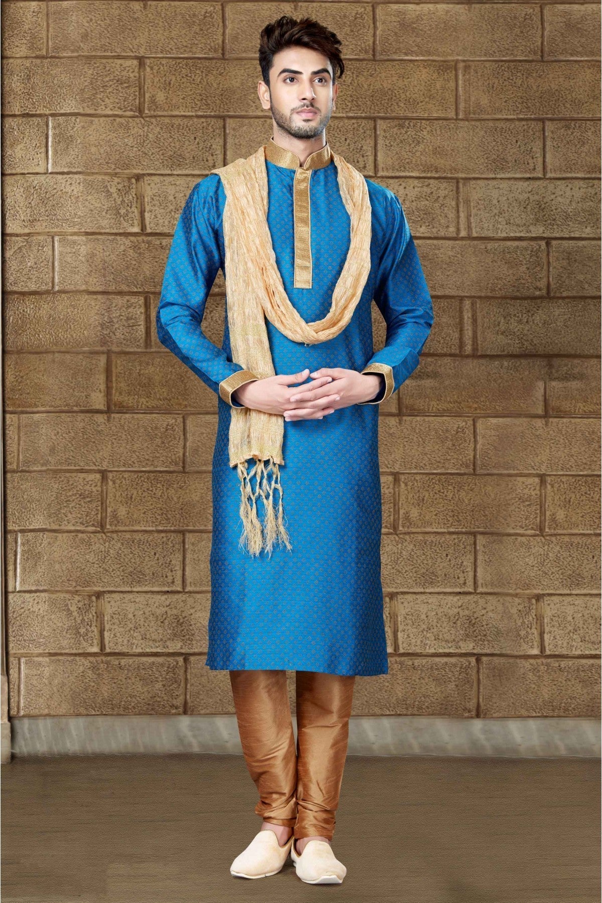 Blue Colour Kurta Pajama In Matka Silk Fabric VSKP1040018