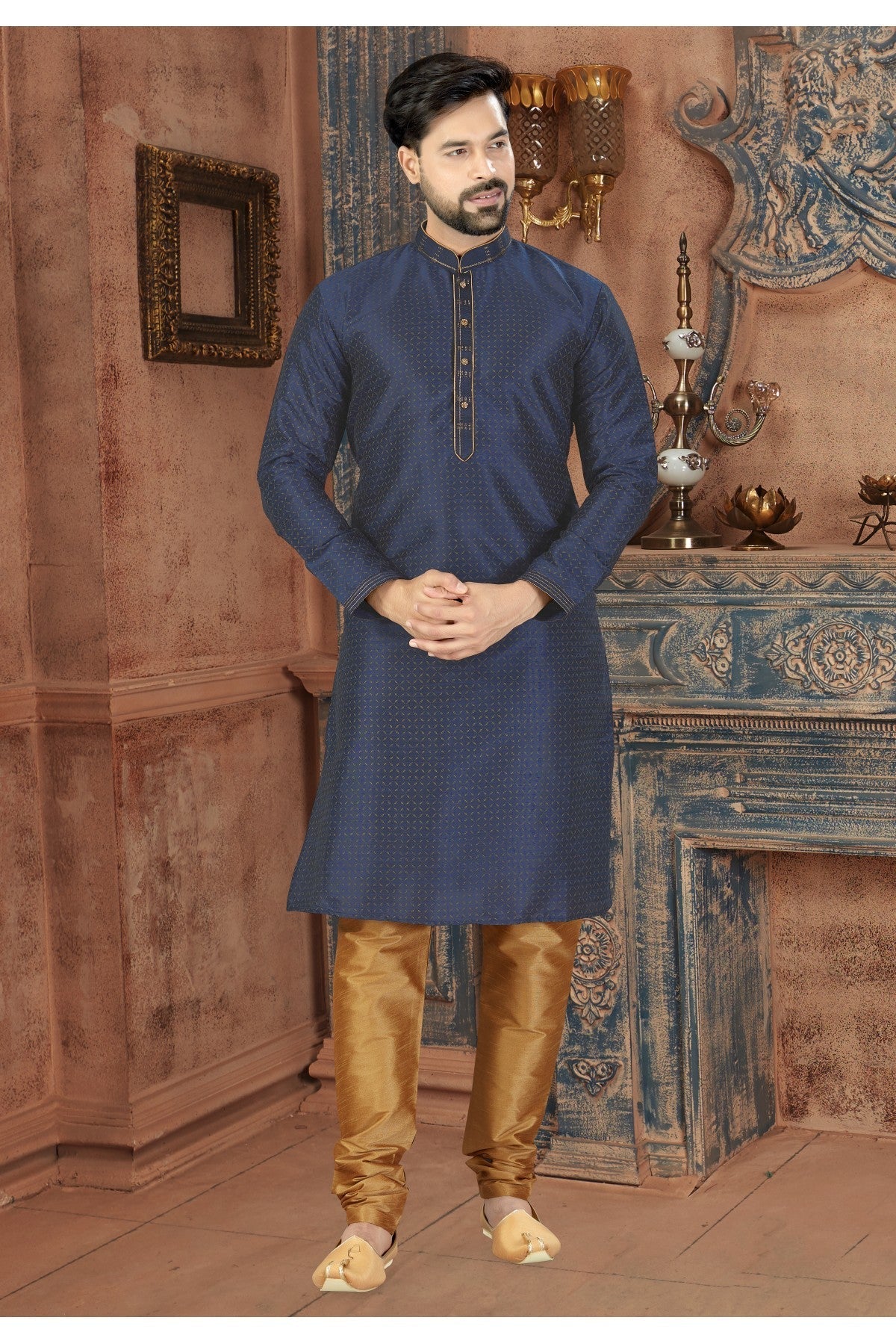 Blue Colour Kurta Pajama In Silk Fabric VSKP1040092
