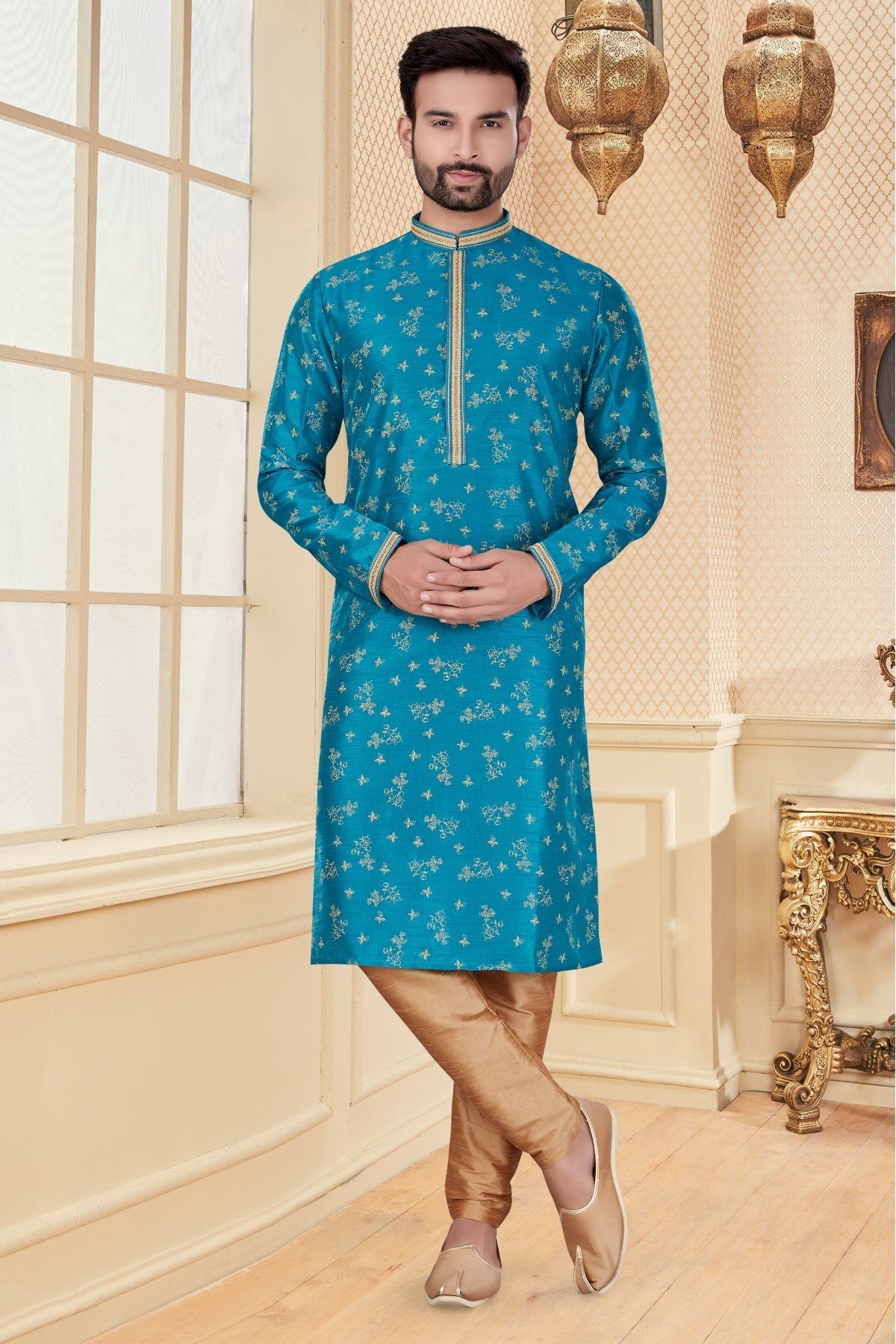 Blue Colour Kurta Pajama In Silk Fabric VSKP1040114