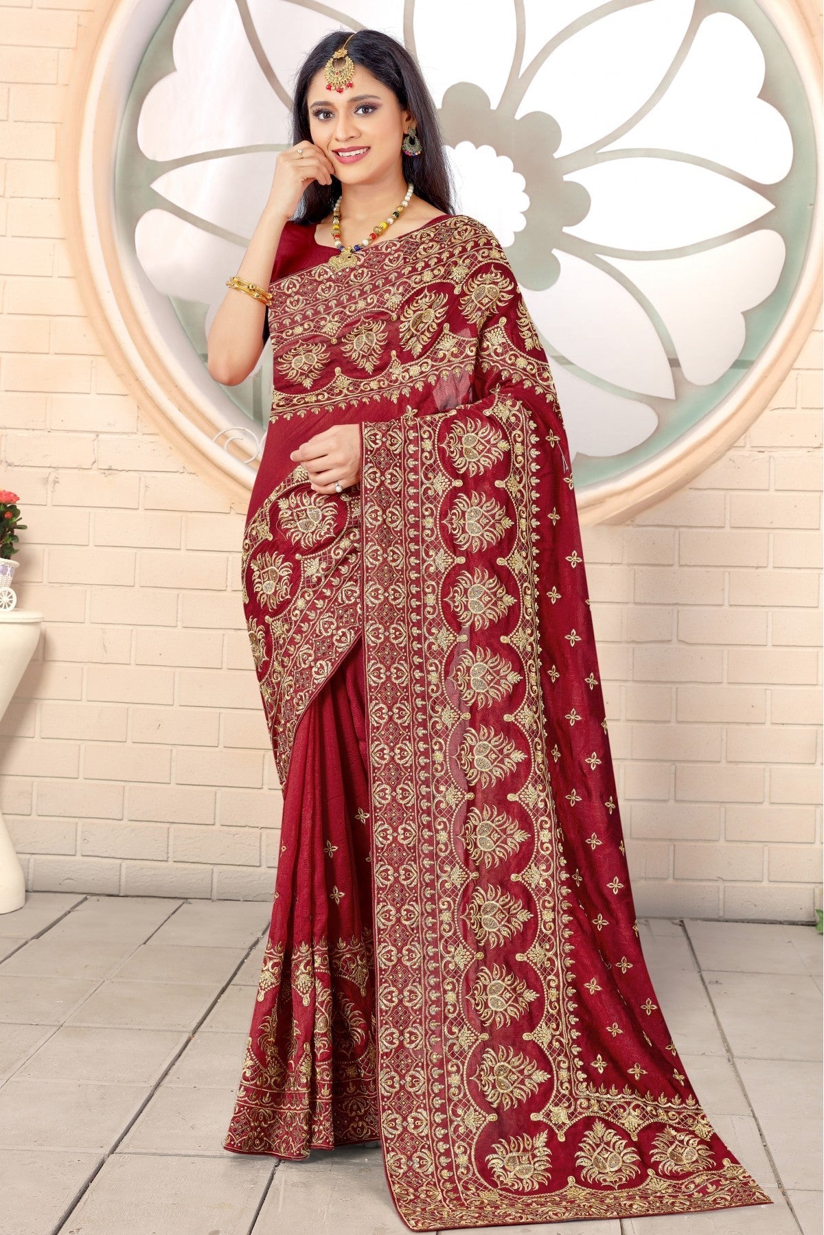 Blue Colour Net Embroidery Saree VSSD1090384