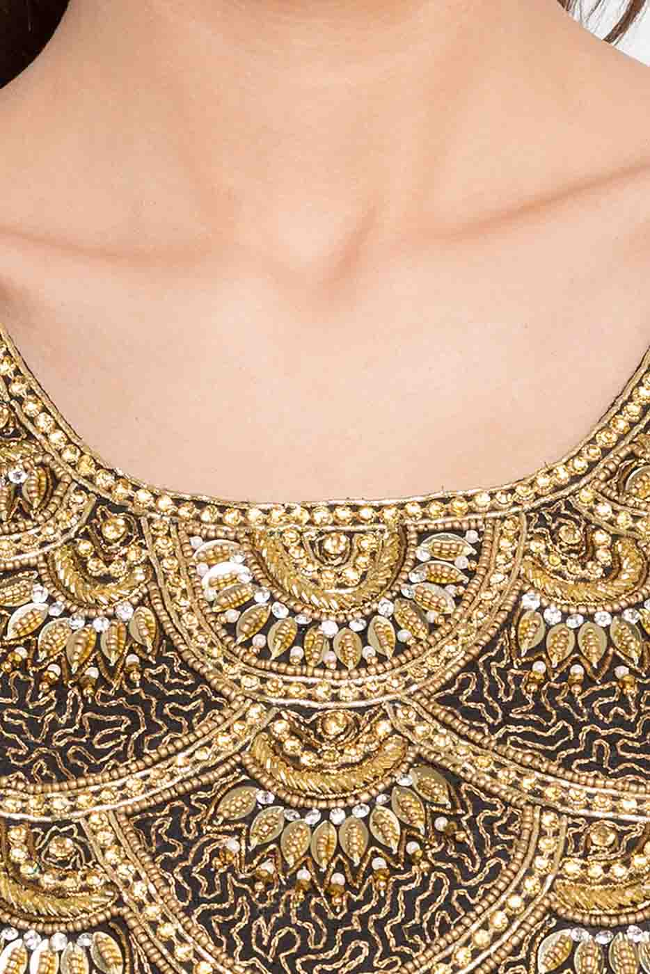 Blue Colour Plus Size Stitched Faux Georgette Embroidery Churidar Suit VSSS1070183