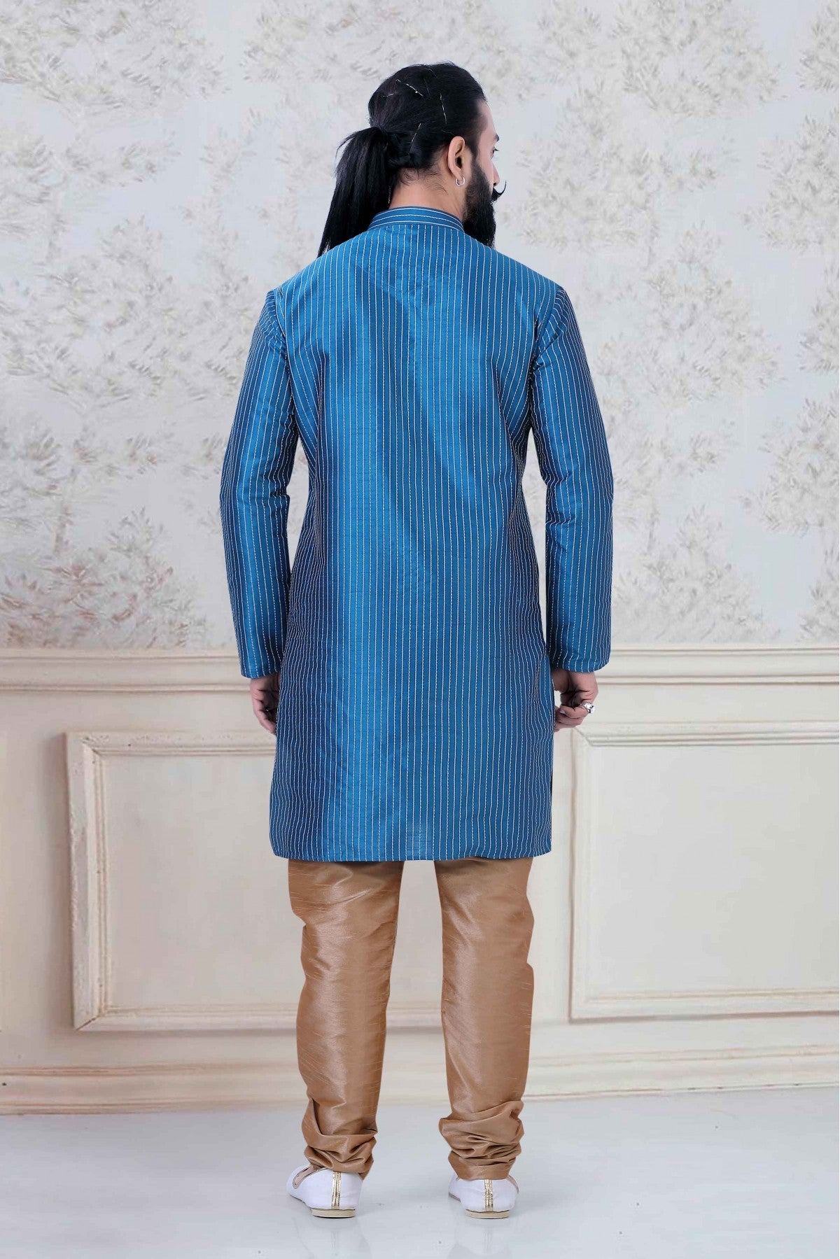Blue Colour Silk Festival Wear Kurta Pajama VSKP1130072