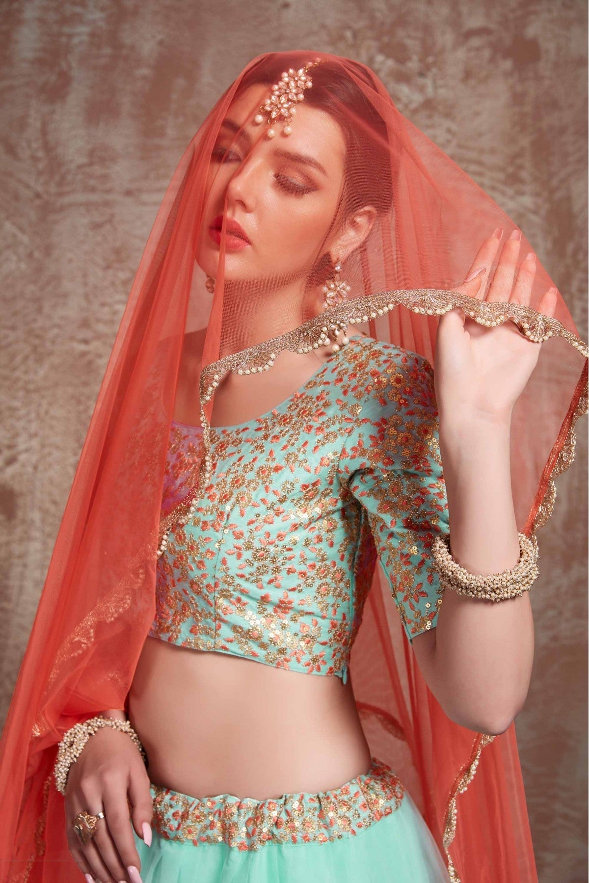 Blue Colour Soft Net Sequins Work Lehenga Choli