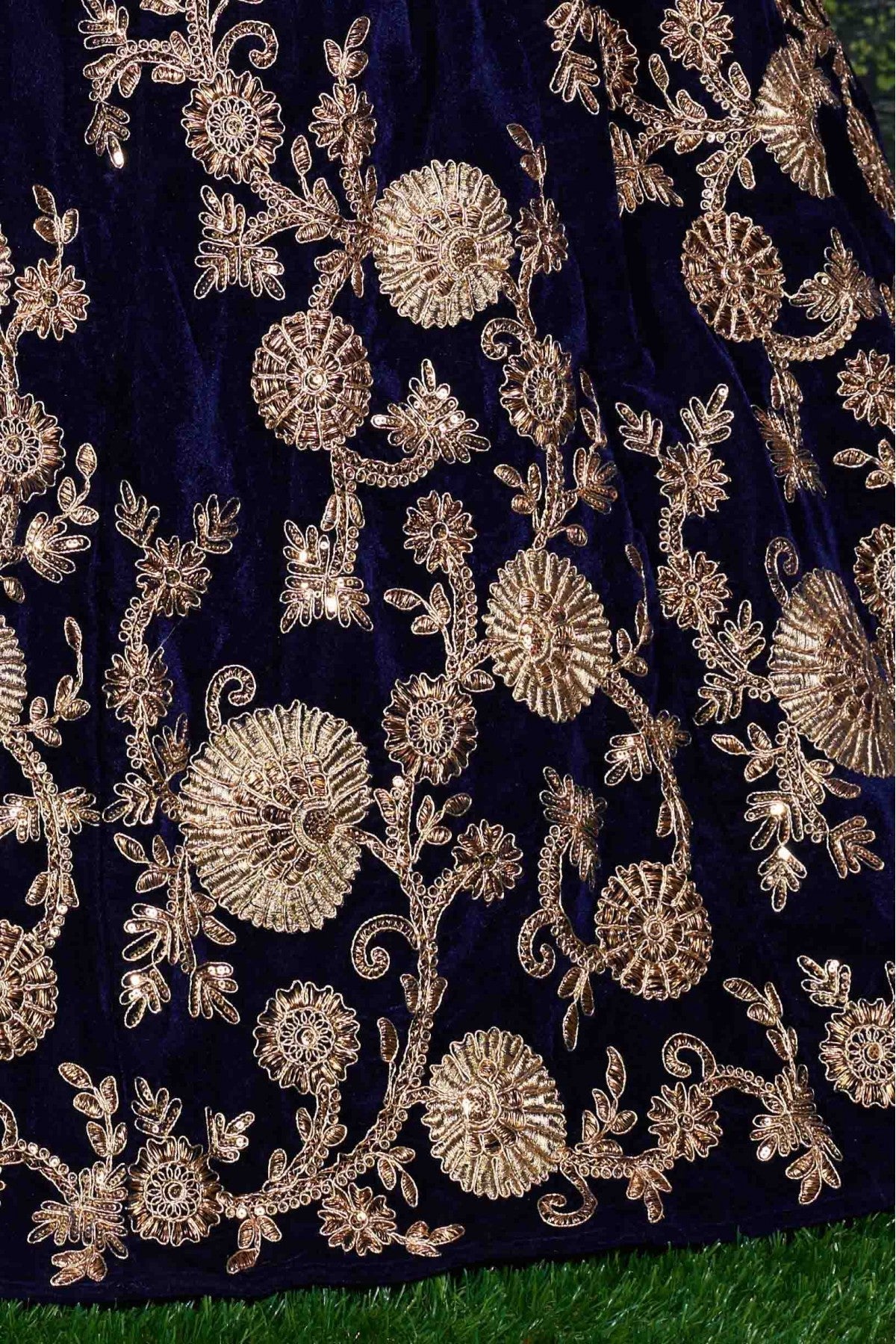 Blue Colour Velvet and Silk Lehenga Choli VSLC1010039