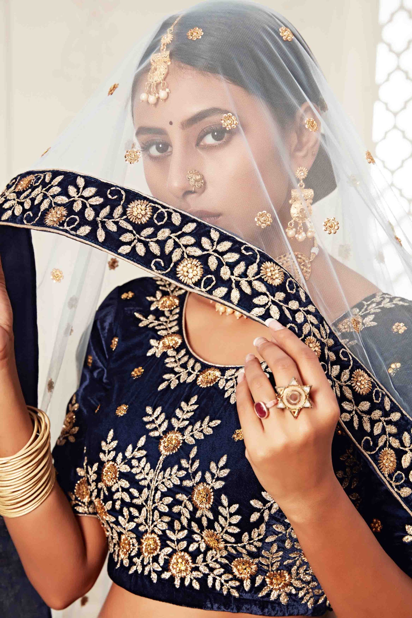 Blue Velvet Designer Lehenga Choli VSLC1010152