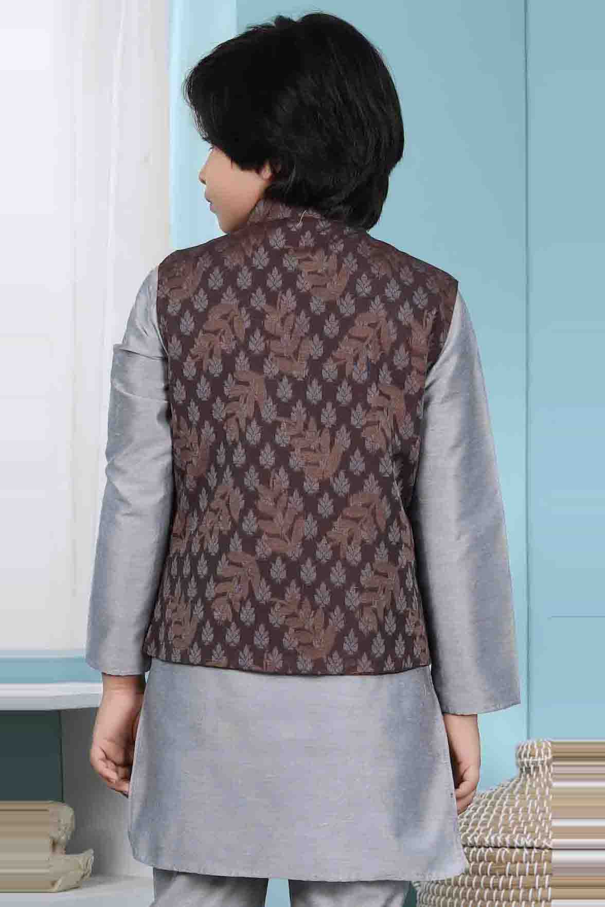 Brown Colour Chanderi Silk Jacket VSBW1070139