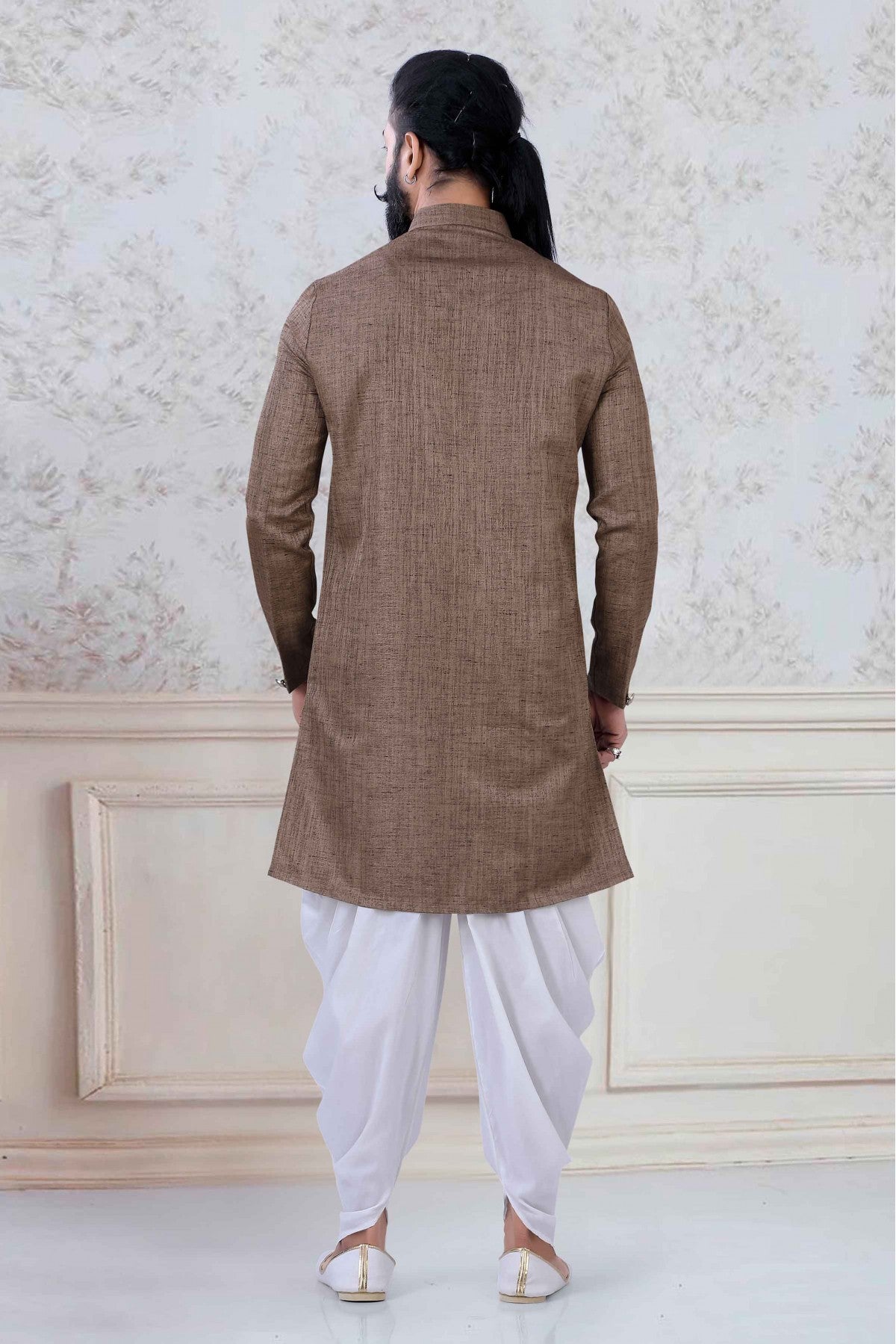 Brown Colour Linen Festival Wear Dhoti Kurta VSKP1130067