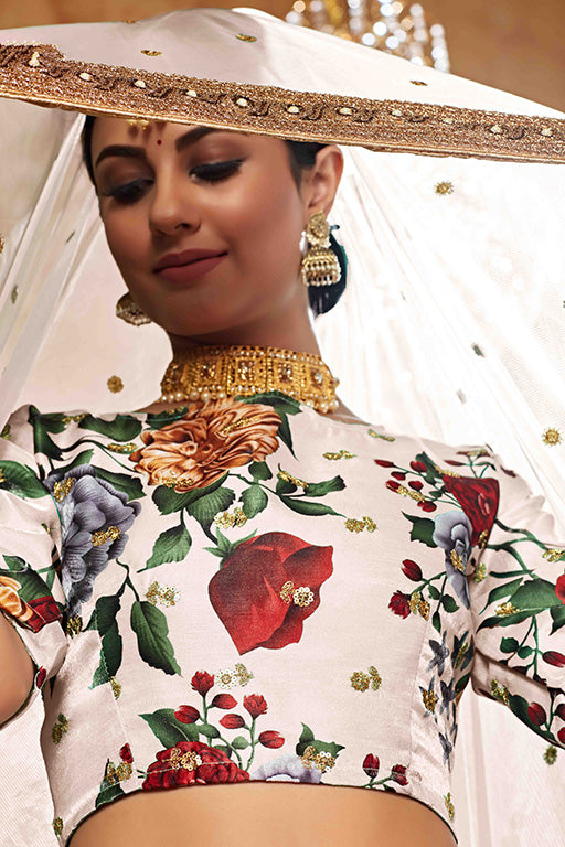 Cream Colour Art Silk Designer Lehenga Choli VSLC1240037