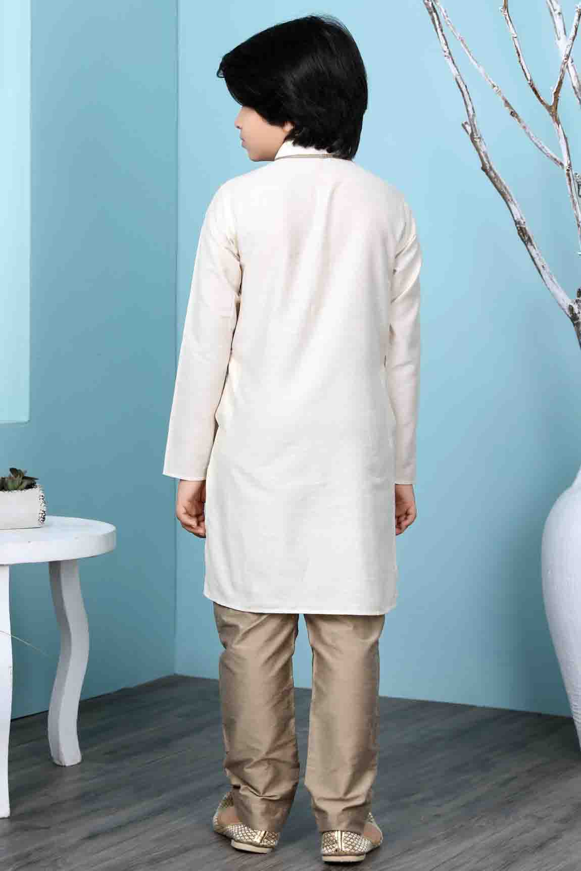 Cream Colour Cotton Silk Kurta Pajama VSBW1070088
