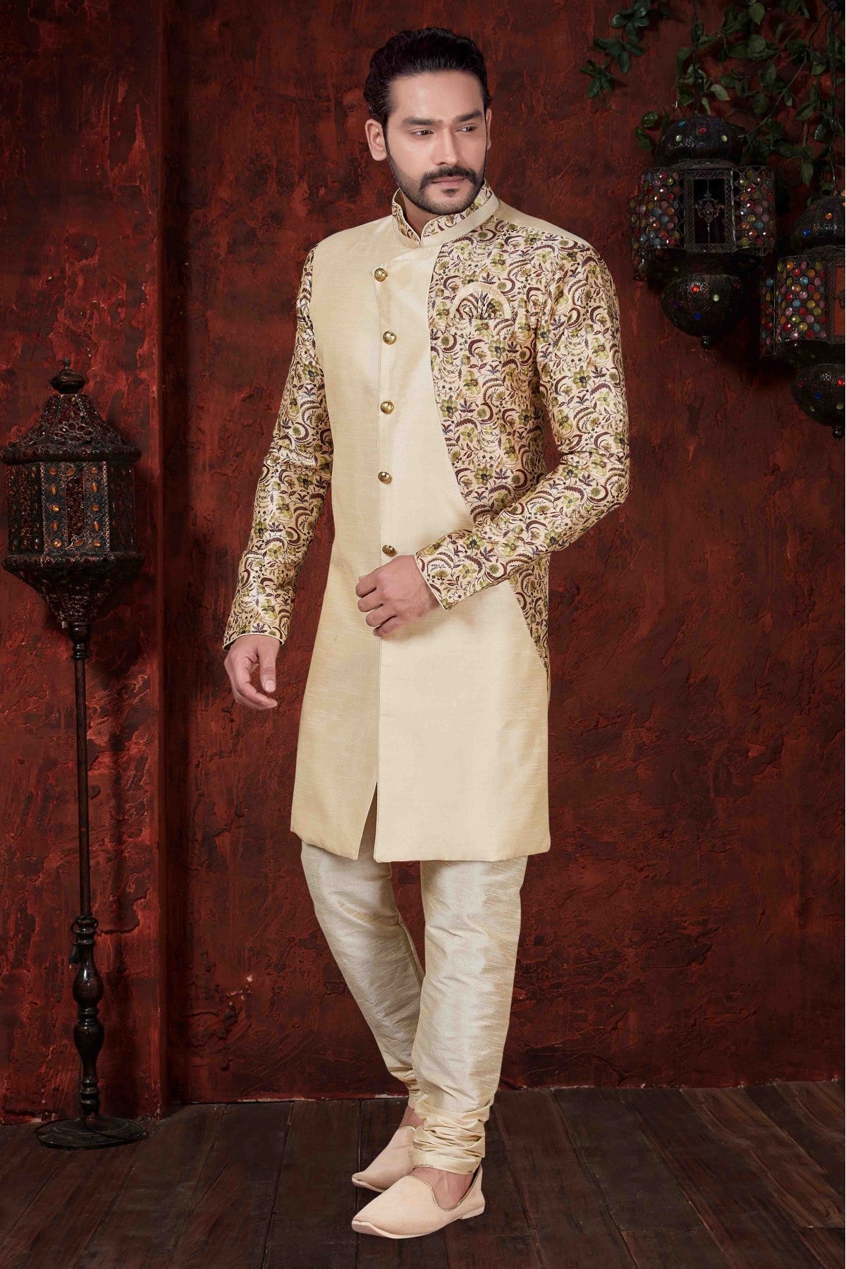 Cream Colour Kurta Pajama In Silk Fabric VSKP1040032