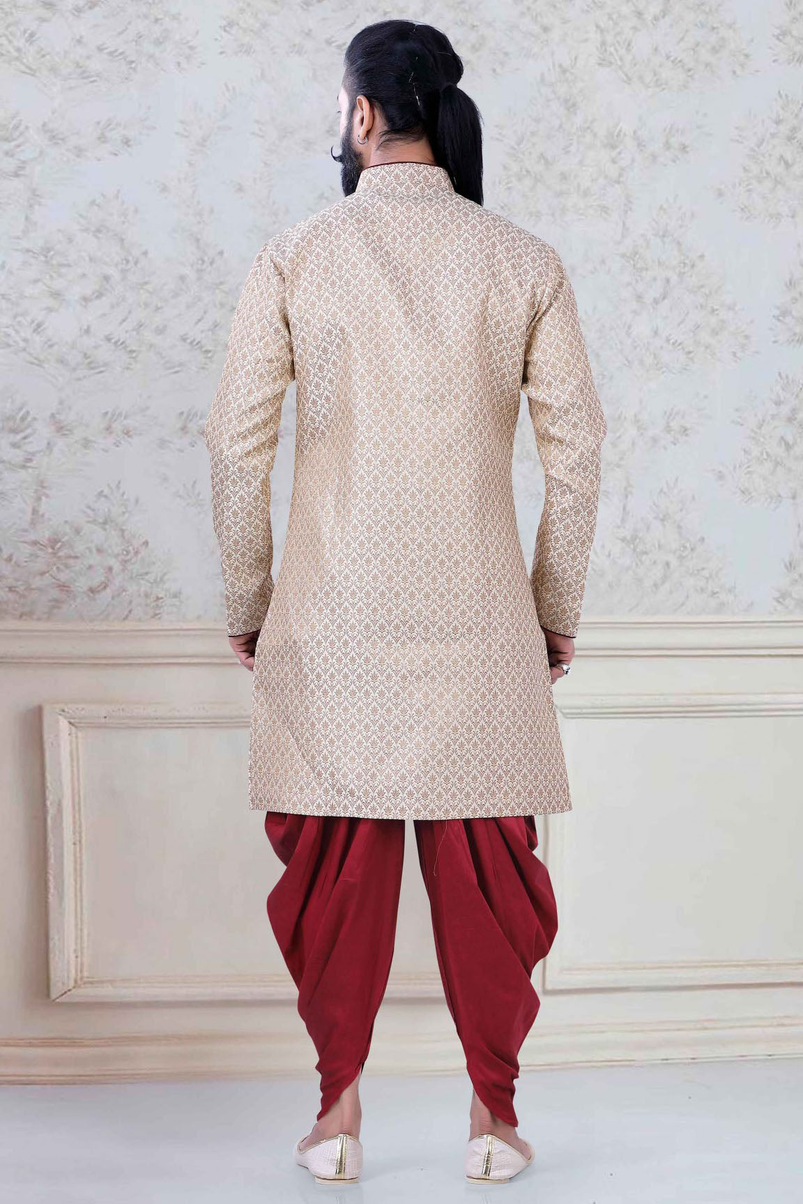 Gold Colour Brocade Festival Wear Dhoti Sherwani VSSH1130004
