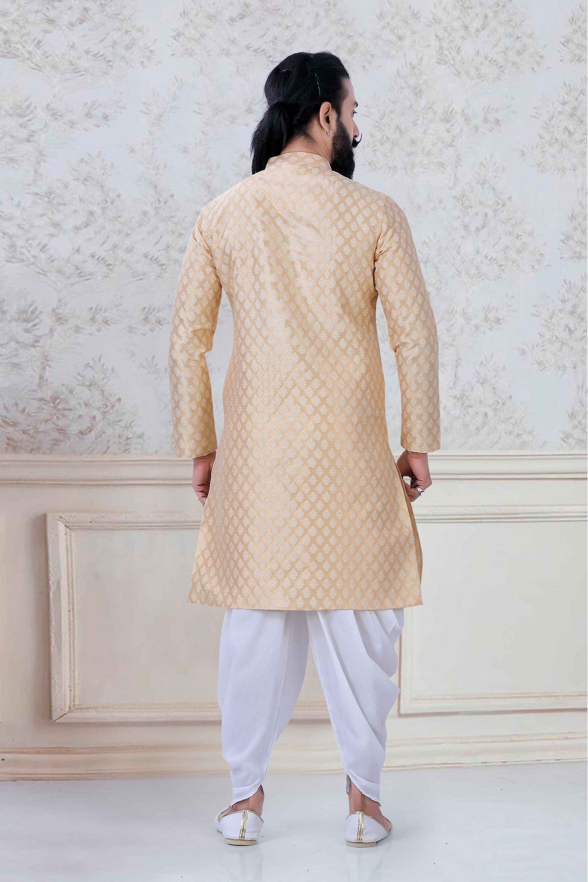 Gold Colour Jacquard Silk Festival Wear Dhoti Kurta VSKP1130068