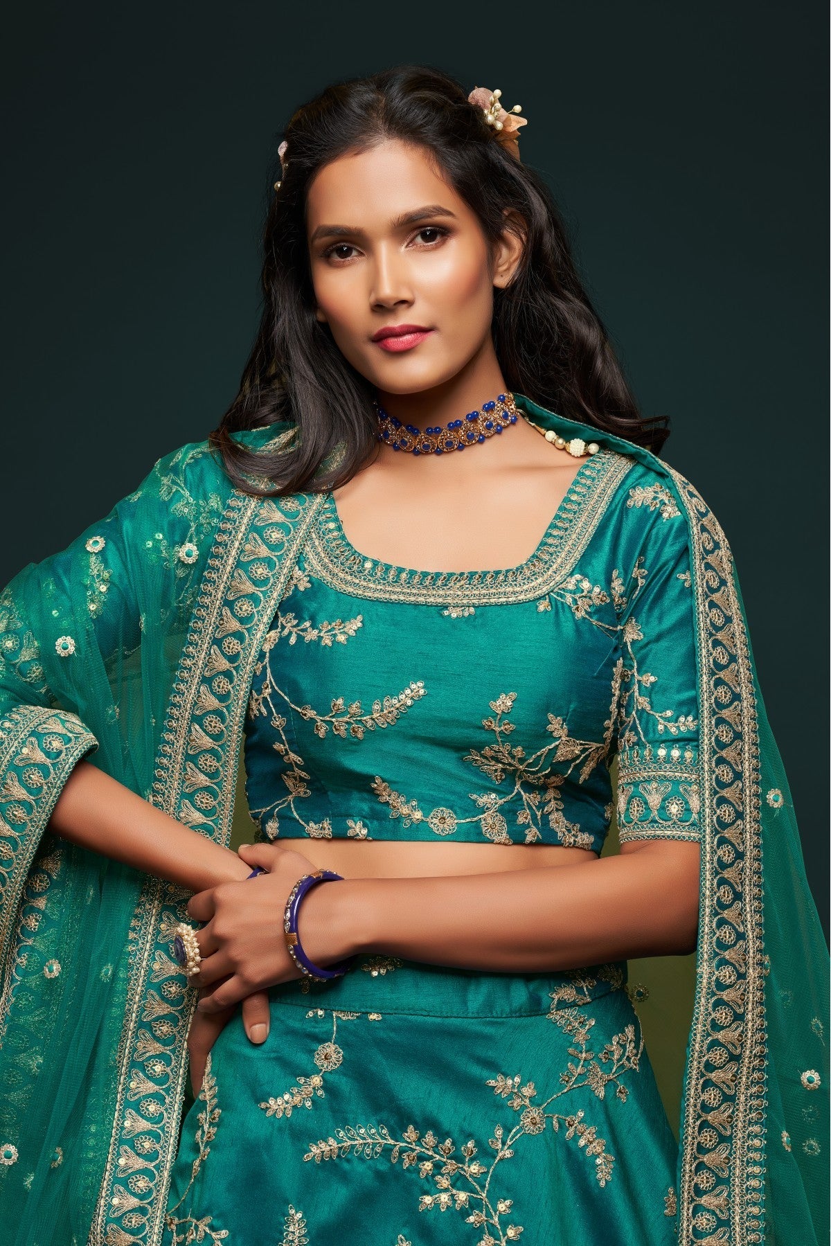 Green Colour Art Silk Lehenga Choli VSLC1010112