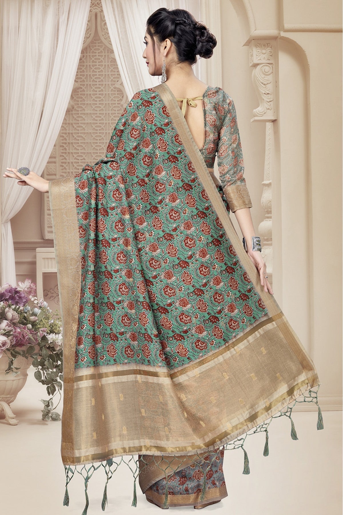 Green Colour Art Silk Printed Saree VSSD1120643