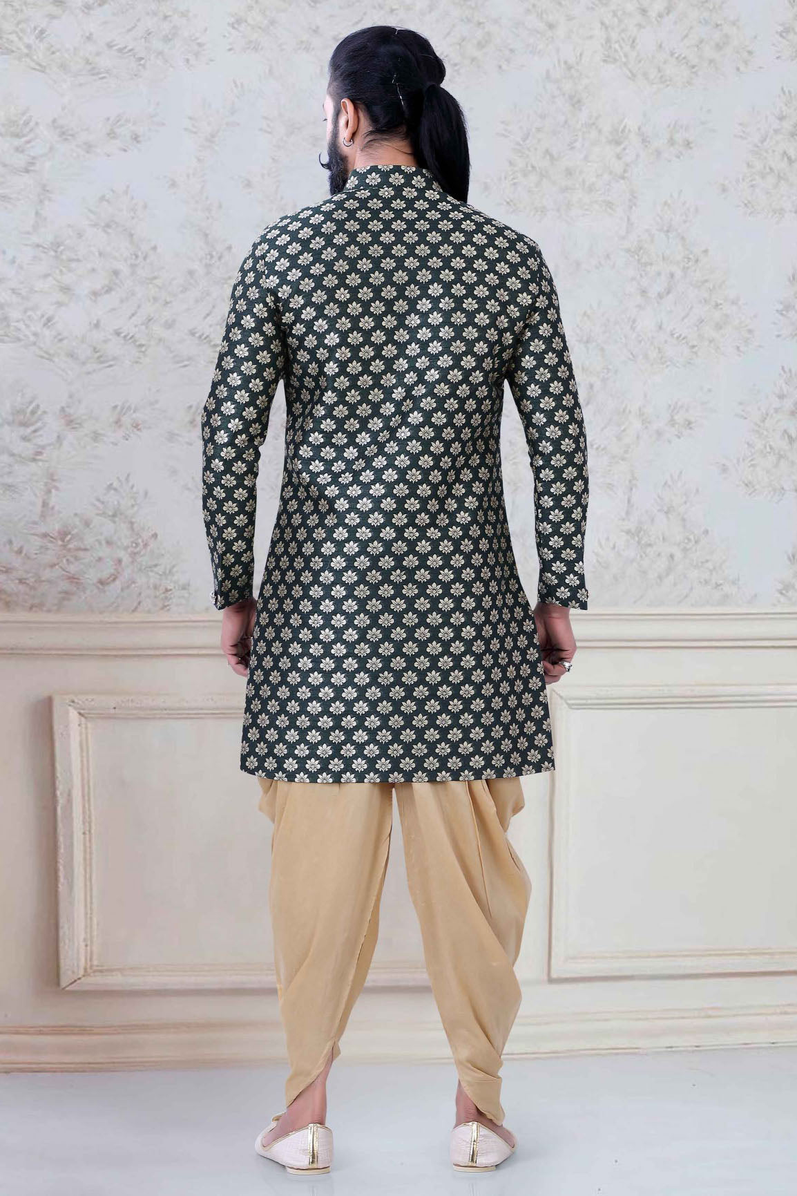 Green Colour Banarasi Festival Wear Dhoti Sherwani VSSH1130003