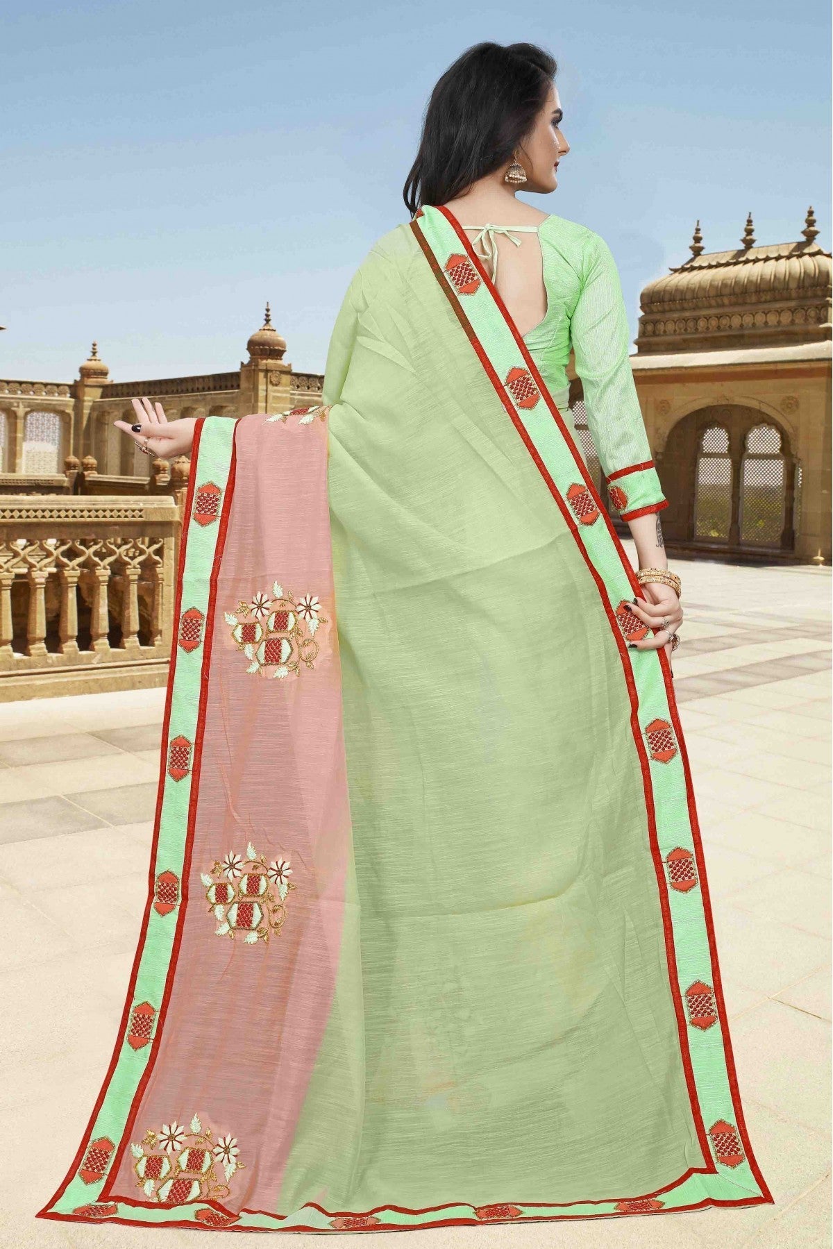 Green Colour Cotton Designer Saree VSSD1120546