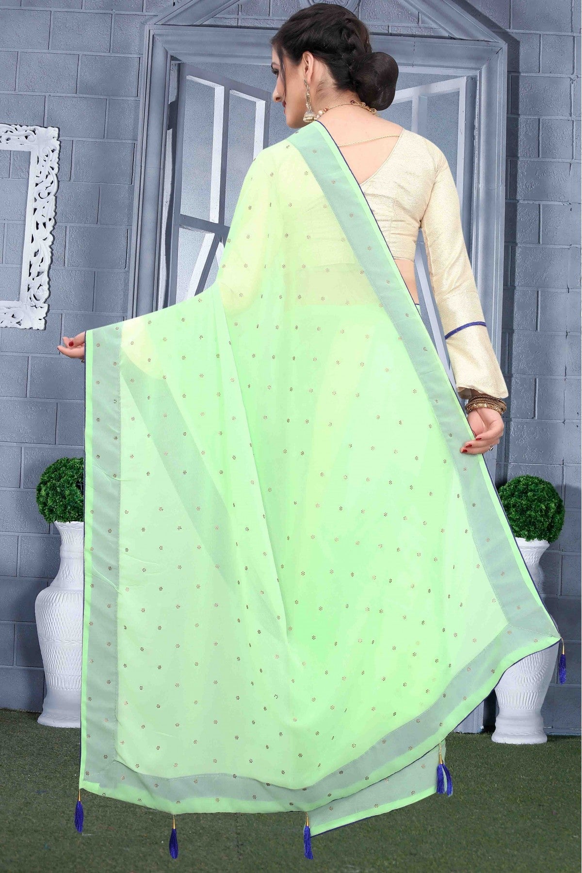 Green Colour Georgette Party Wear Saree VSSD1120583