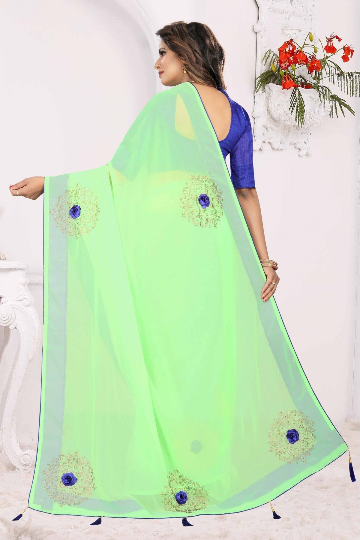 Green Colour Georgette Traditional Saree VSSD1120554