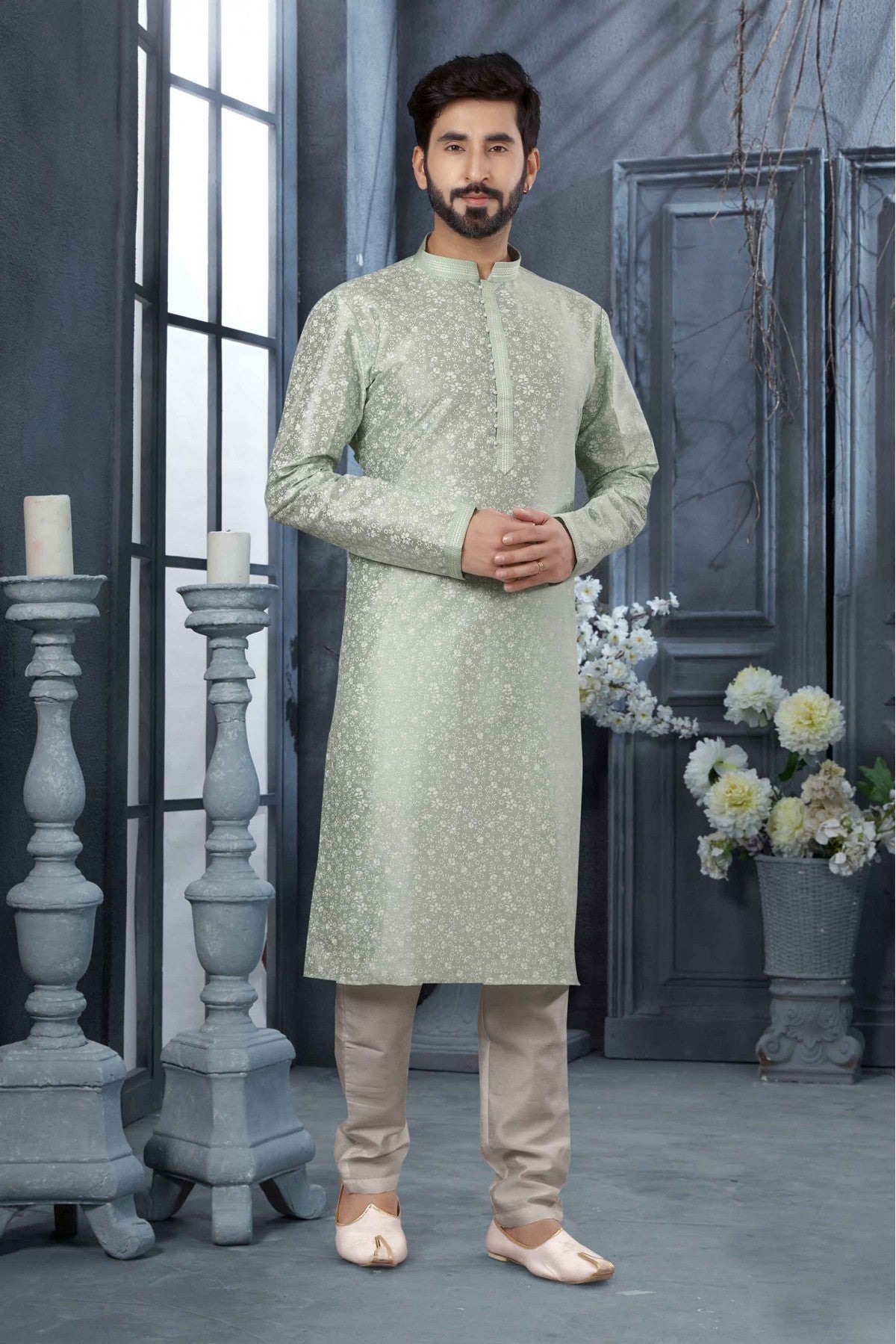 Green Colour Kurta Pajama In Silk Fabric VSKP1040166