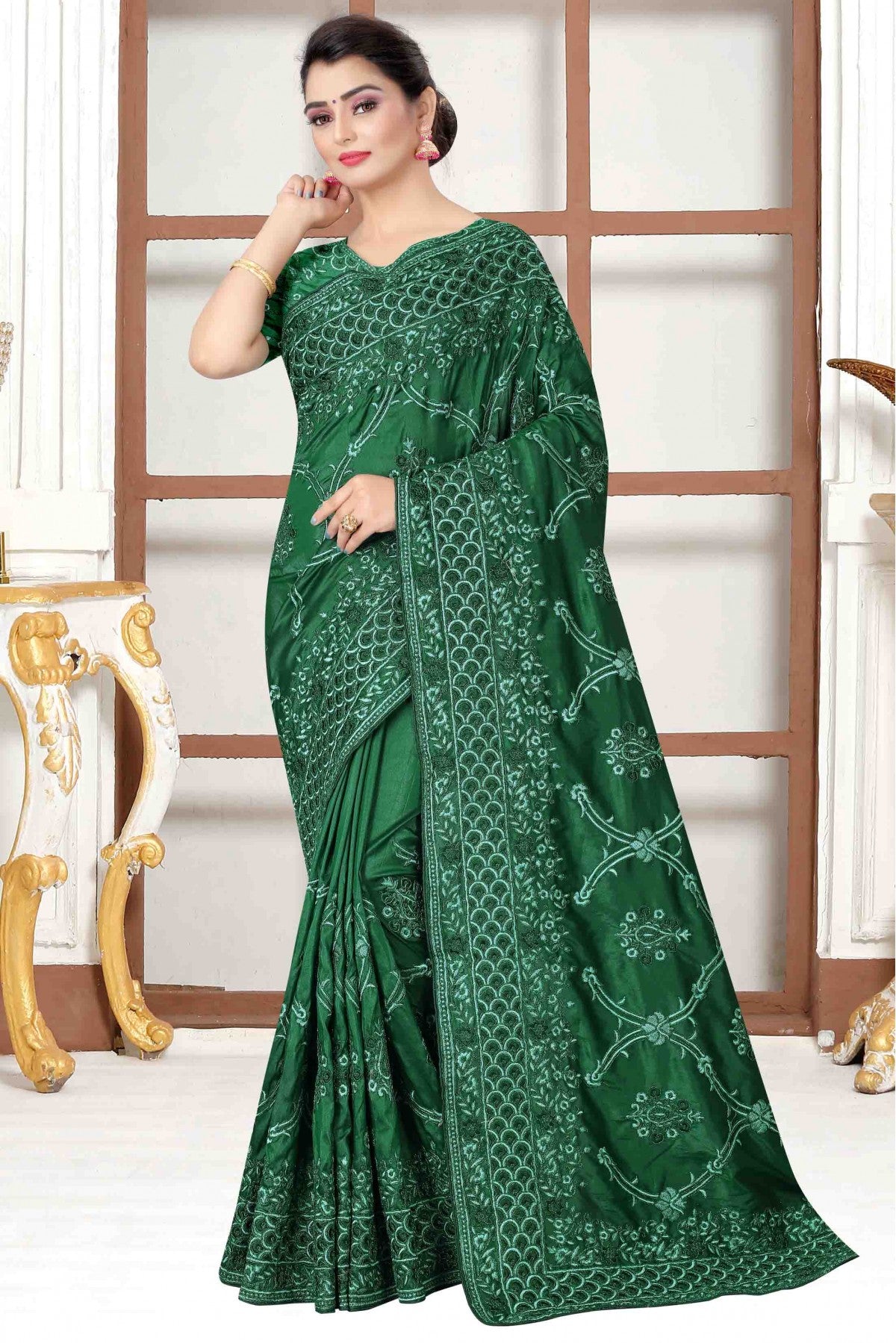 Green Colour Modal Silk Designer Saree VSSD1090180