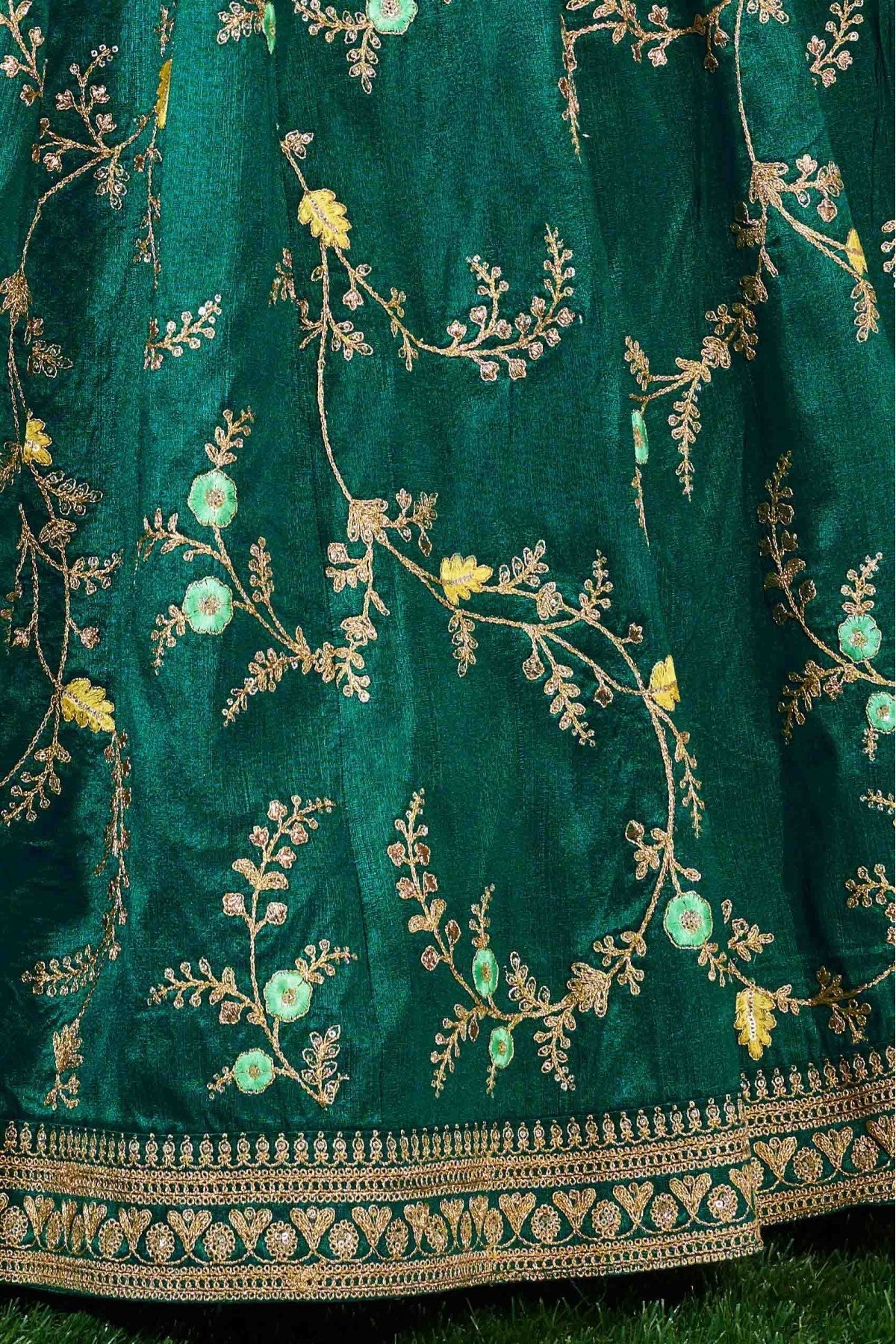 Green Colour Mulberry Silk Lehenga Choli VSLC1010052