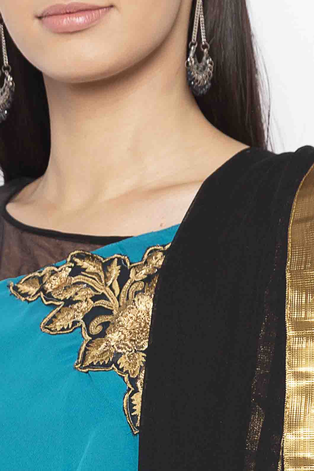 Green Colour Plus Size Georgette Embroidery Pant Style Suit VSSS1070333