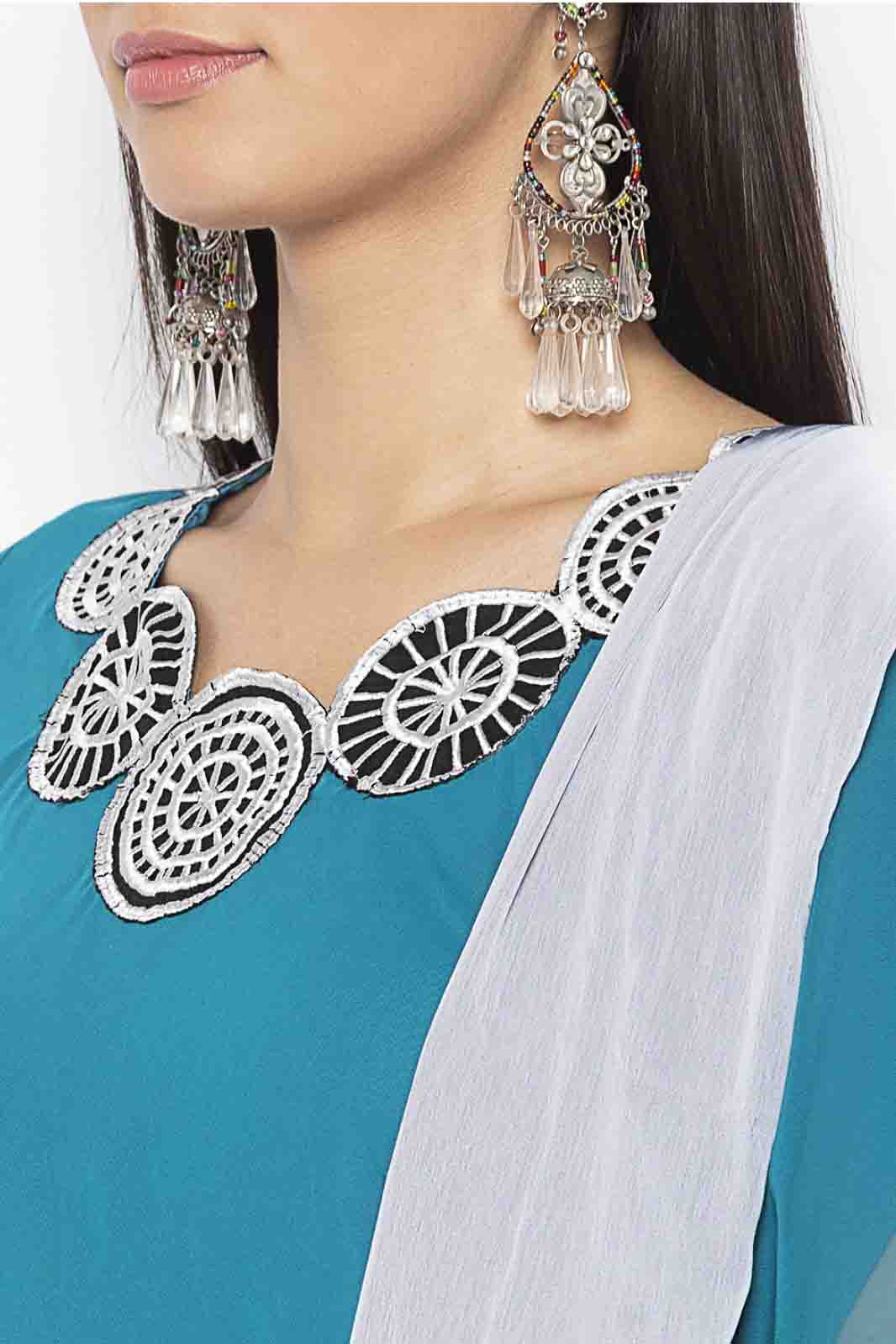 Green Colour Plus Size Georgette Embroidery Pant Style Suit VSSS1070341