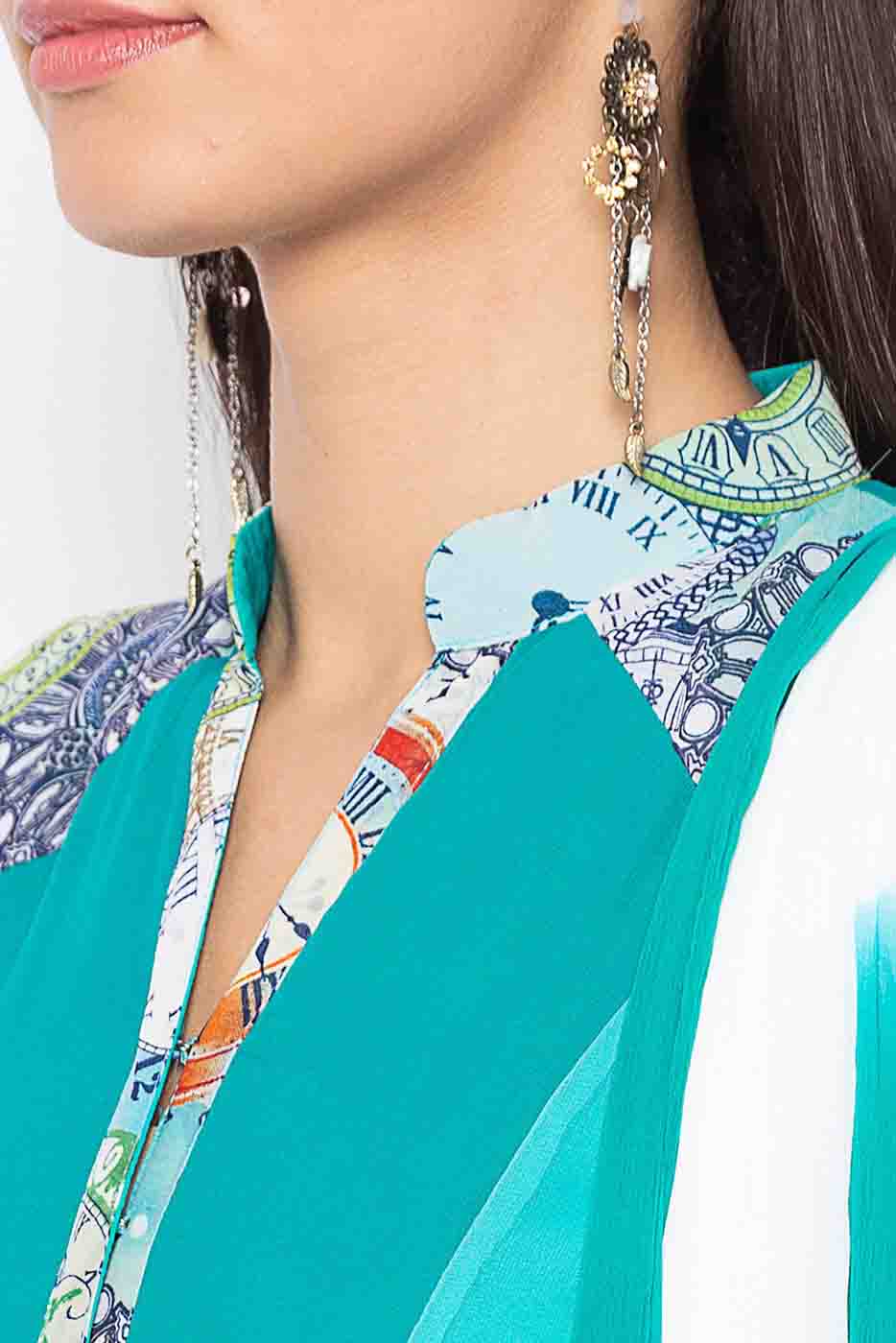 Green Colour Plus Size Stitched Georgette Embroidery Palazzo Pant Suit VSSS1070287