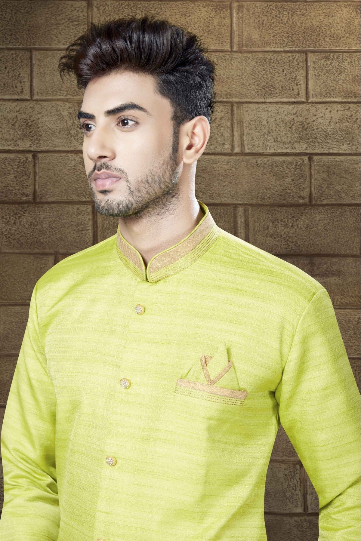 Green Colour Silk Indo Western VSSH1040198