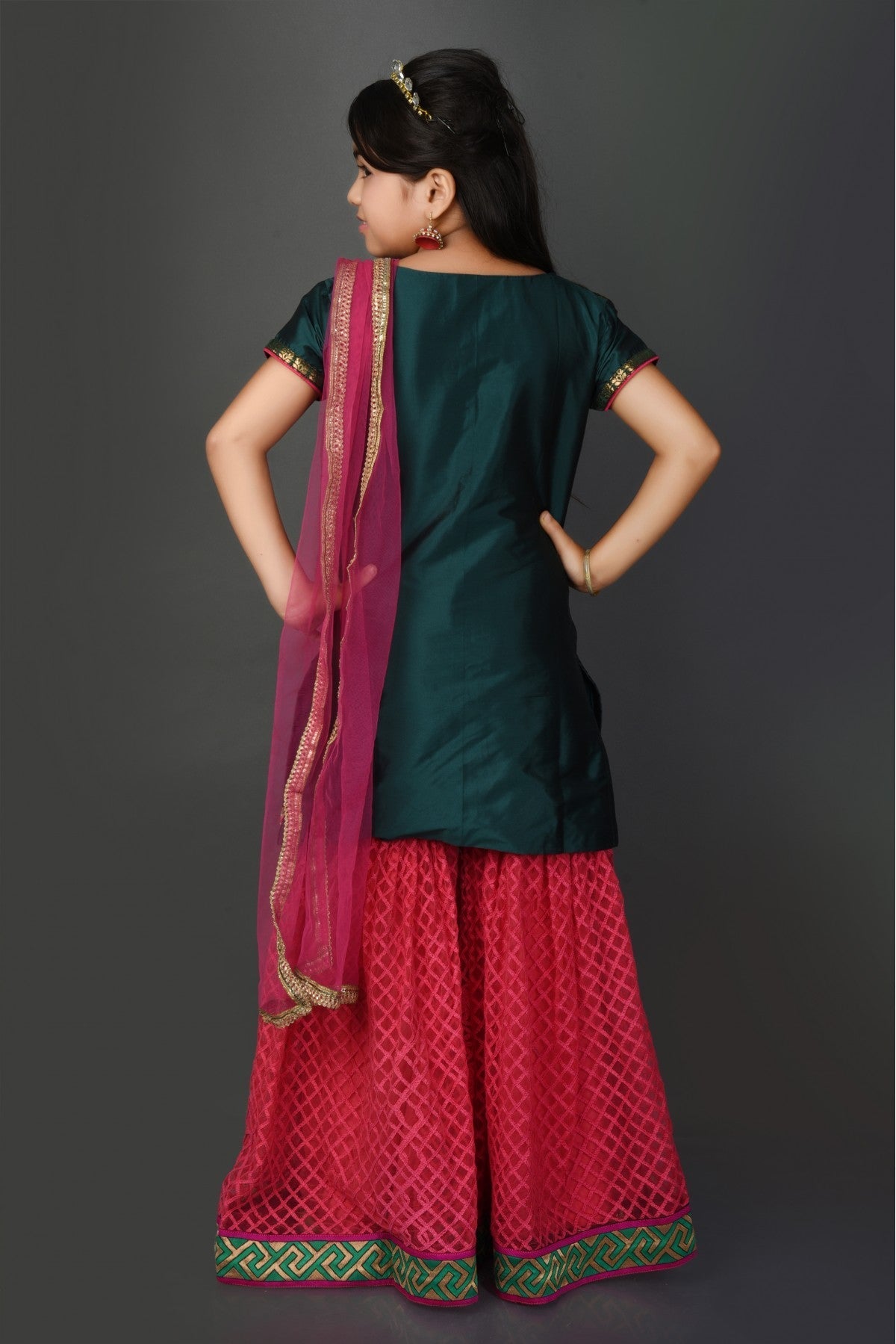 Green Colour Taffeta Embroidery Sharara Suit VSGW1070053