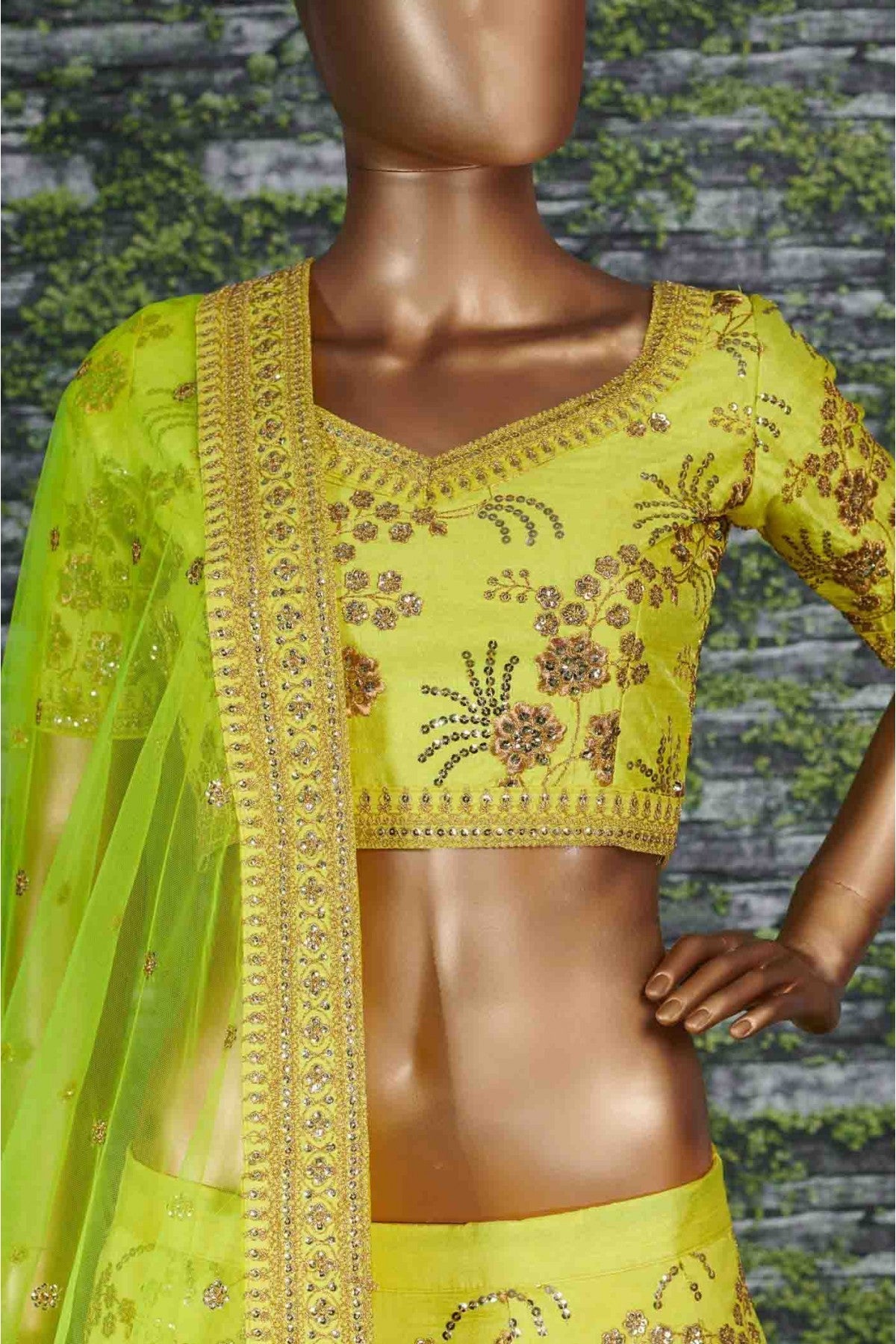 Green Colour Thai Silk Lehenga Choli VSLC1010019