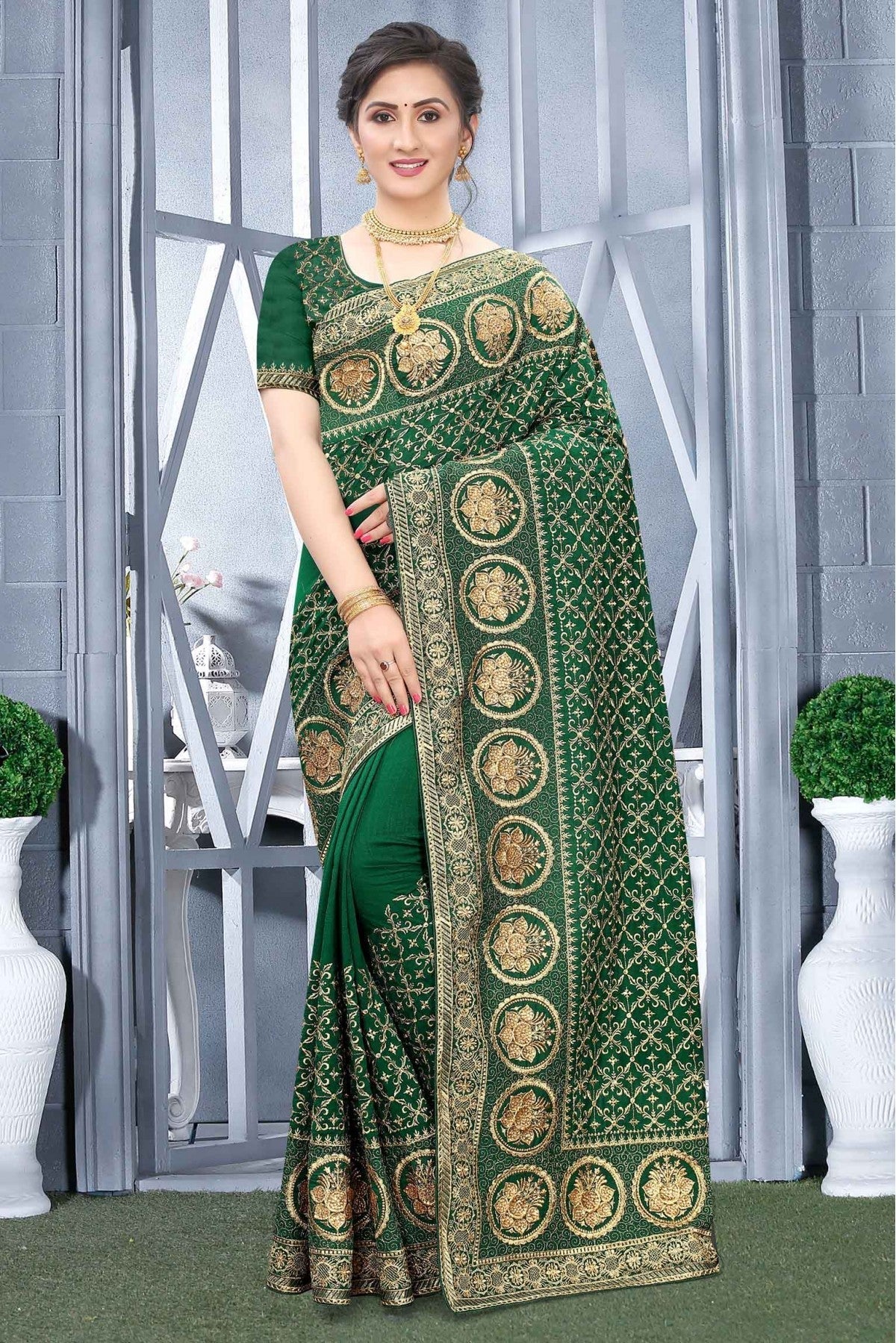 Green Colour Vichitra Silk Designer Saree VSSD1090168
