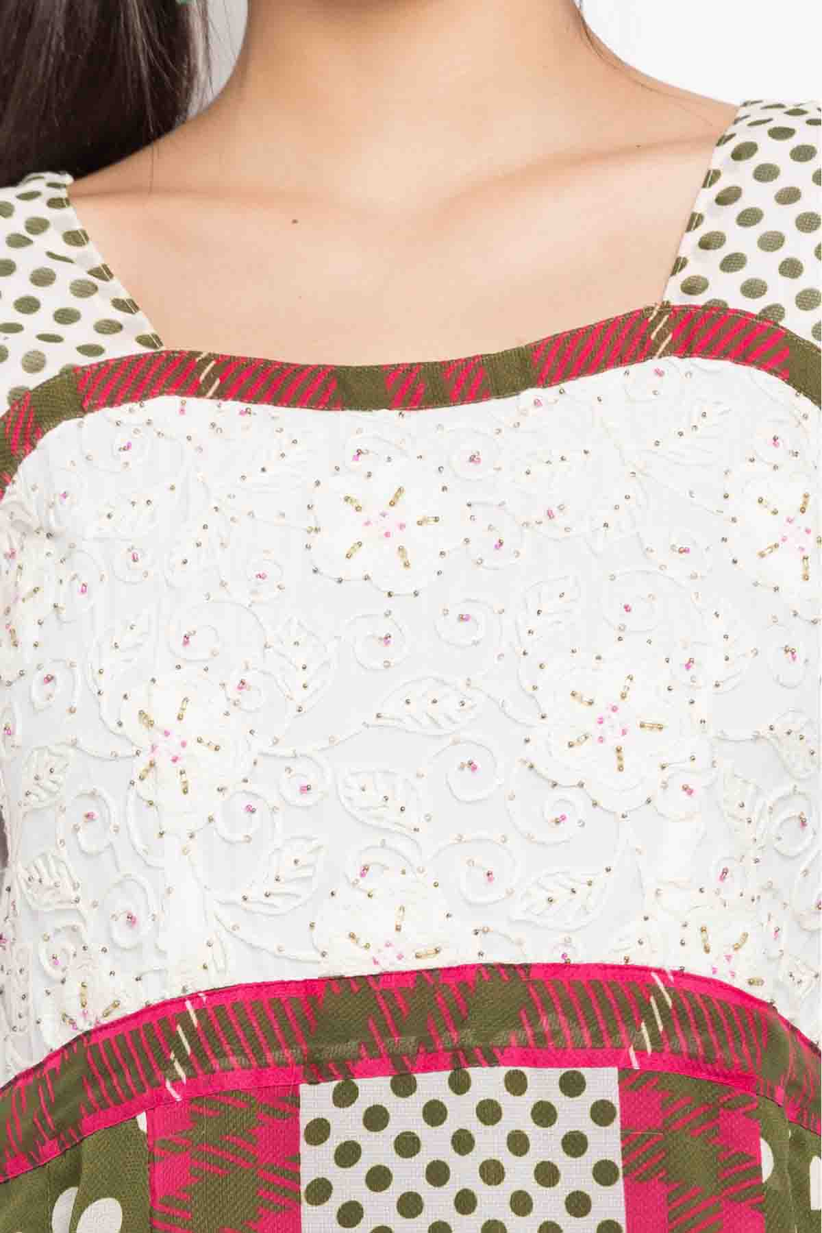 Green and White Colour Plus Size Stitched Faux Georgette Anarkali Suit VSSS1070162