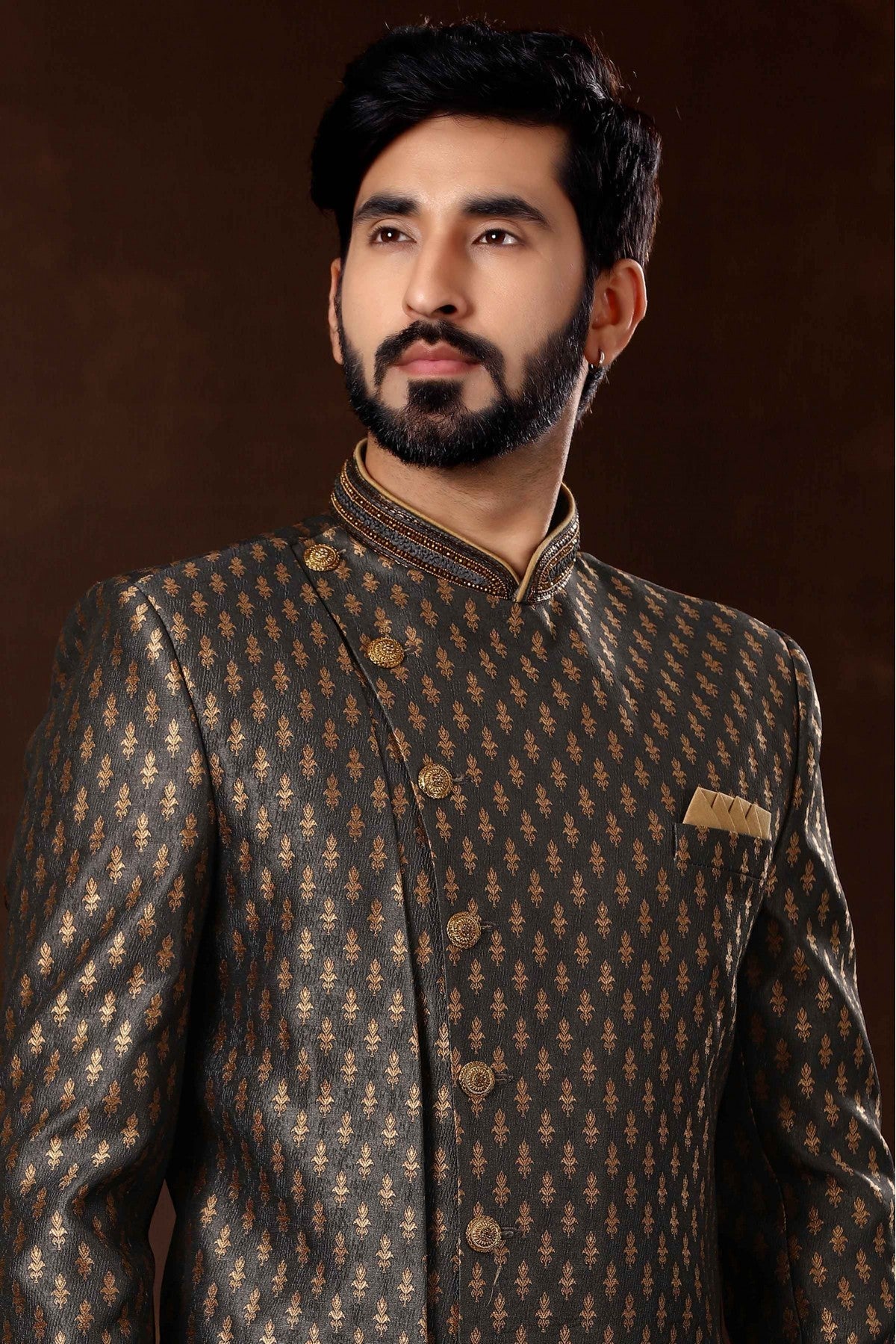 Grey Colour Art Silk Sherwani VSSH1040369