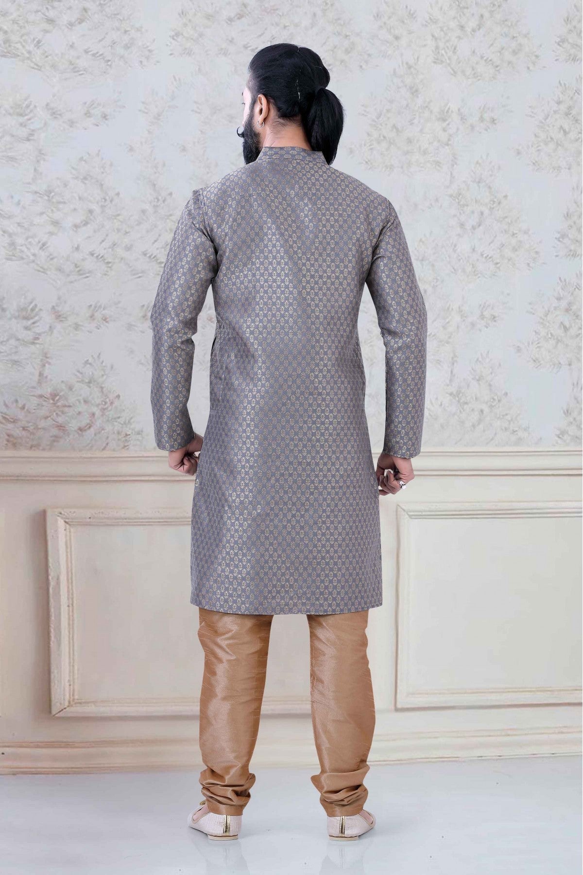 Grey Colour Brocade Festival Wear Kurta Pajama VSKP1130074