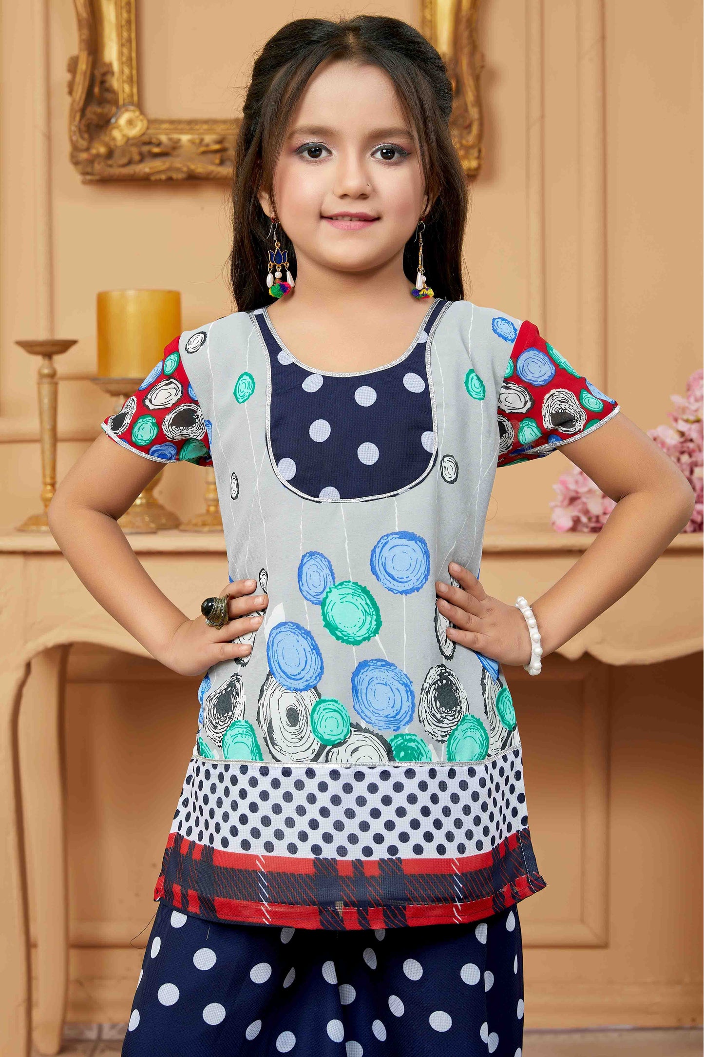 Grey Colour Faux Georgette Palazzo Pant Suit VSGW1070775