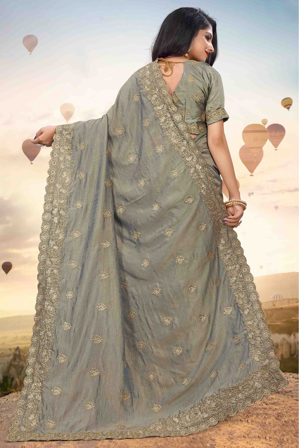 Grey Colour Mayo Silk Designer Saree VSSD1120541