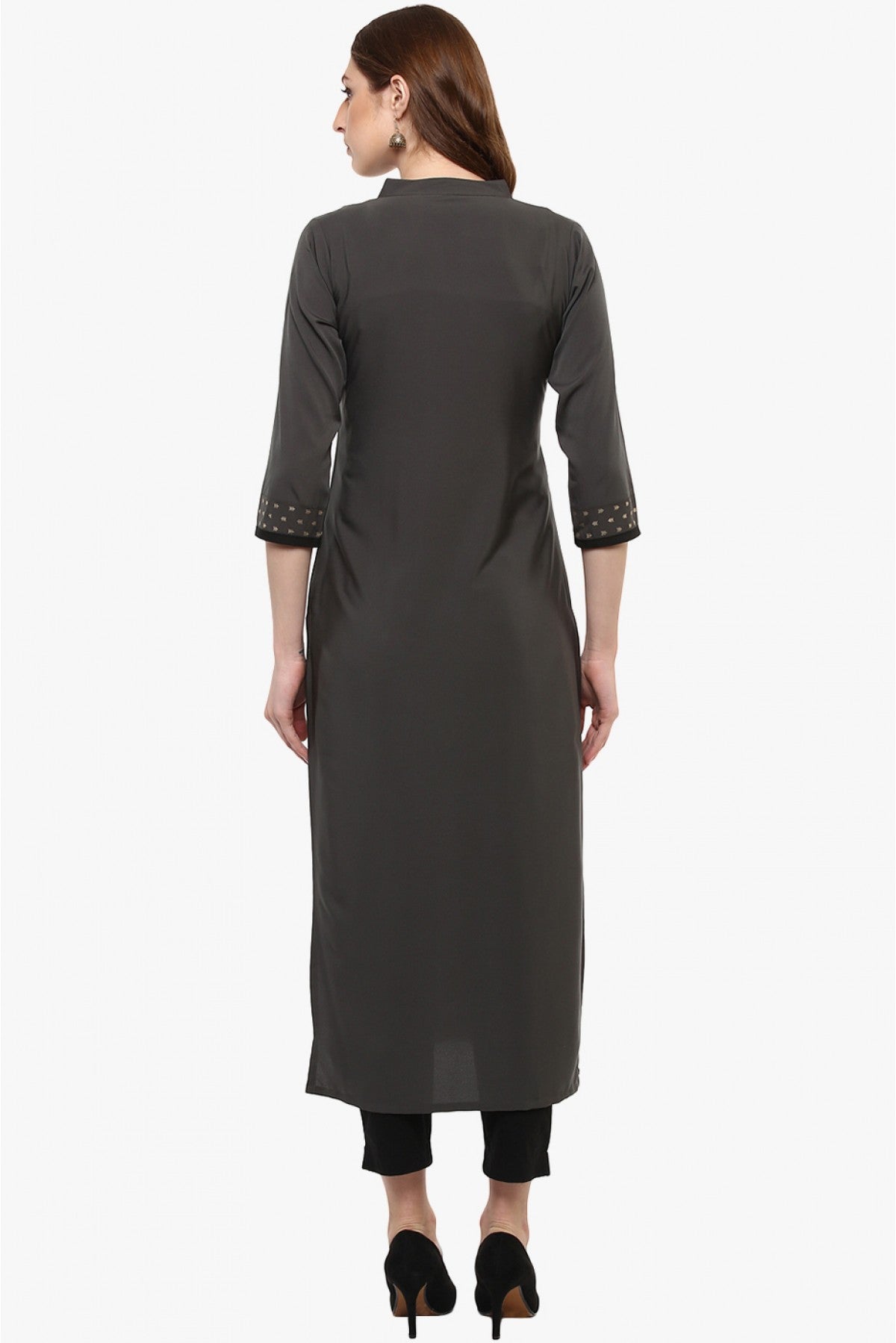 Grey Colour Plus Size Crepe Straight Kurti VSKR1060203